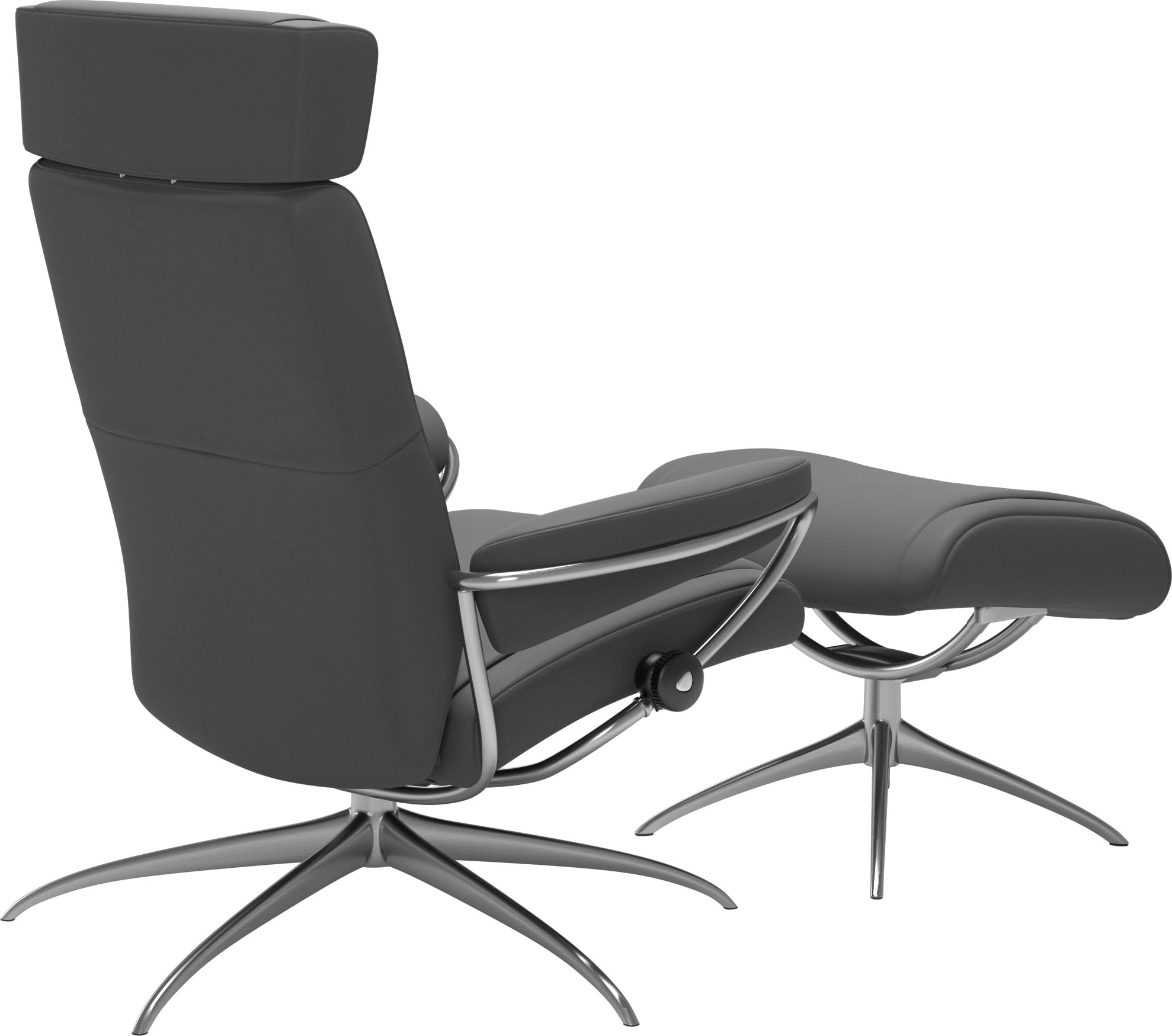 Stressless® Relaxsessel »Paris« Set, Relaxsessel mit Hocker,  mit Hocker, Low Back mit Kopfstütze, mit Star Base, Gestell Chrom