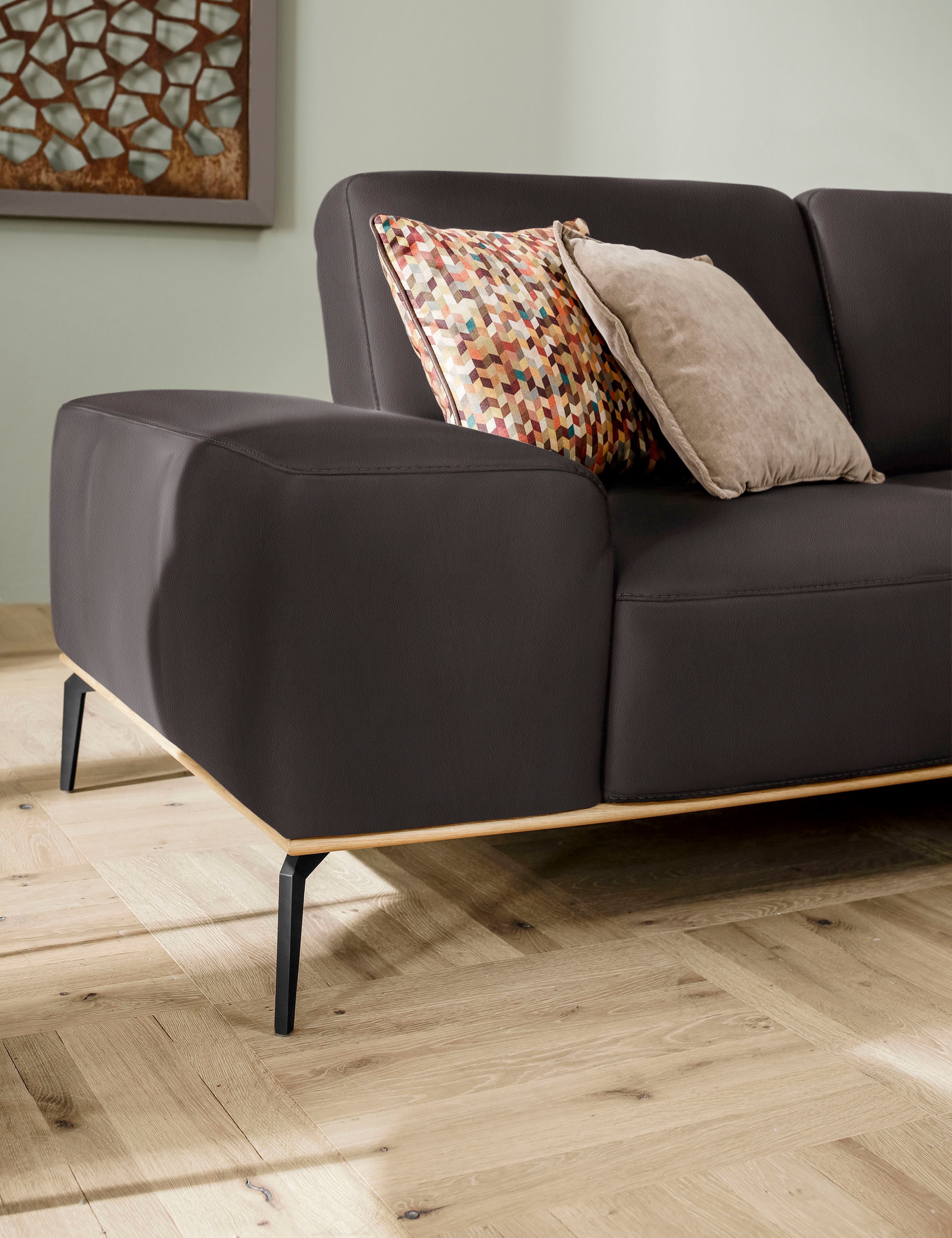 W.SCHILLIG Ecksofa »run, Designsofa mit tollem Sitzkomfort, bequem, L-Form«, mit Holzsockel, Füße in Schwarz pulverbeschichtet, Breite 299 cm