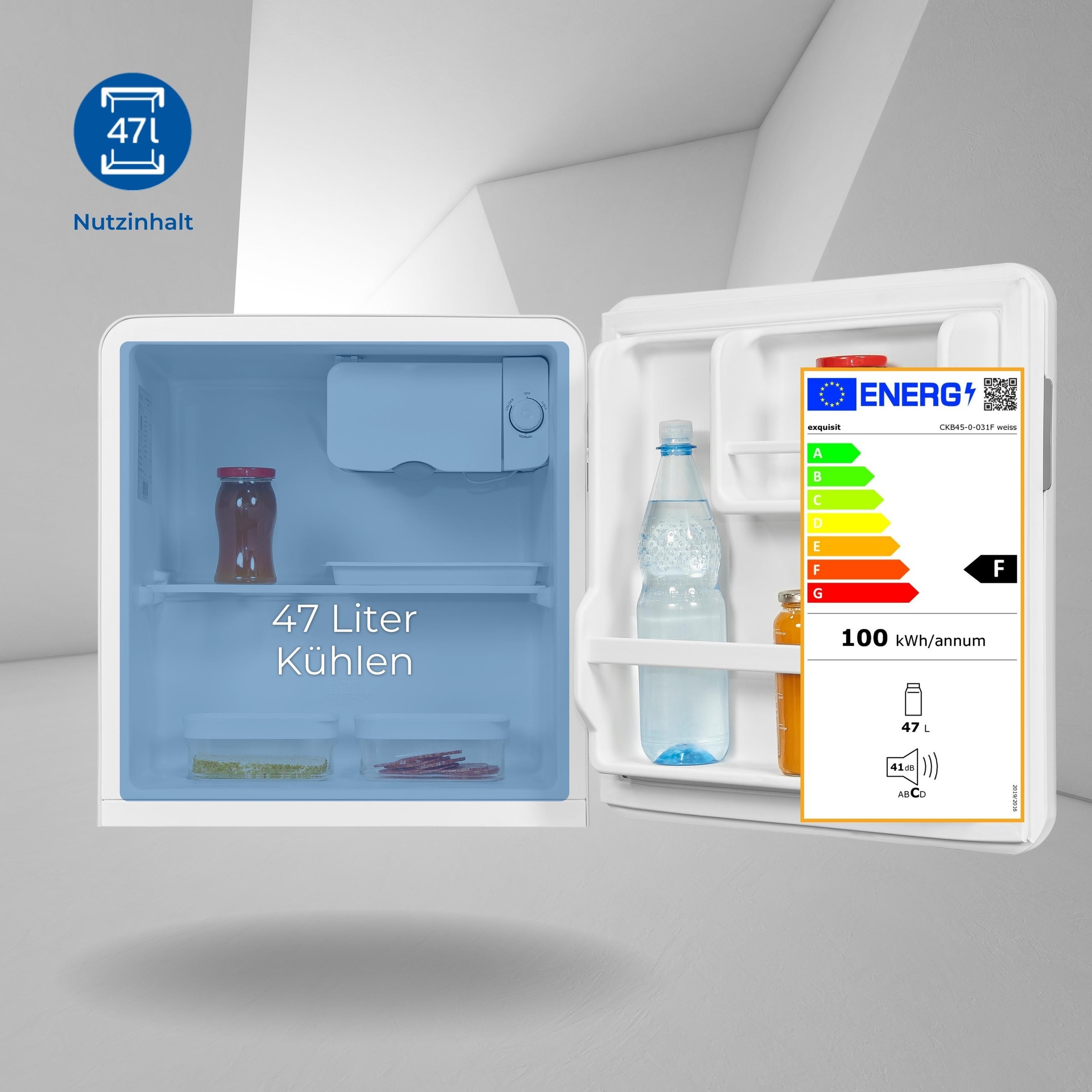 exquisit Kühlschrank »CKB45-0-031F weiss«