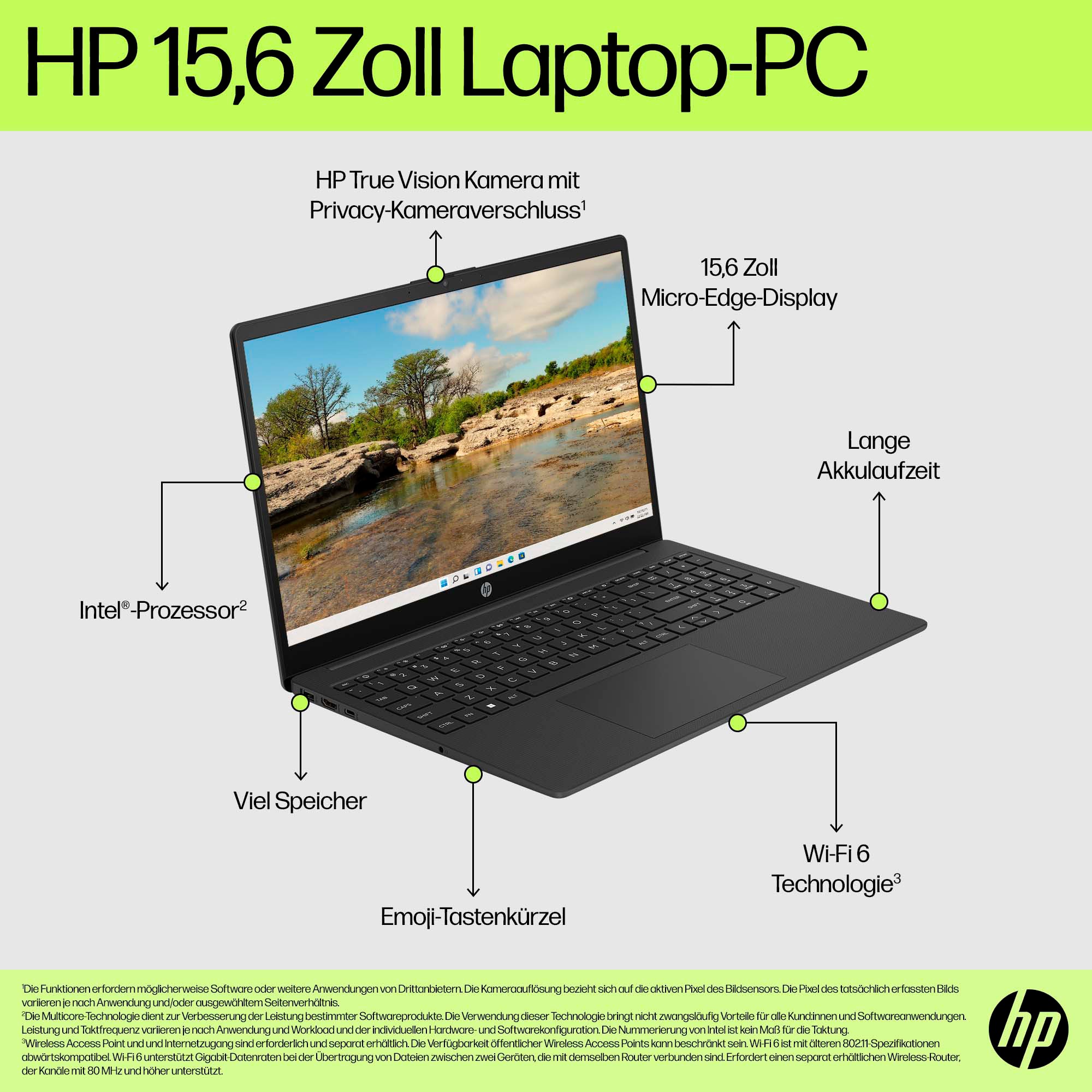 HP Notebook »15-fc0287ng« 39,6 cm / 15,6 ″ AMD Ryzen 7 Radeon Graphics;USB 3.2 Gen 1.0 Type-C Anschluss;HDMI v1.4b;Kombi-Anschluss für Kopfhörer/Mikrofon;AC Smart Pin Netzadapterbuchse 1.000 GB SSD