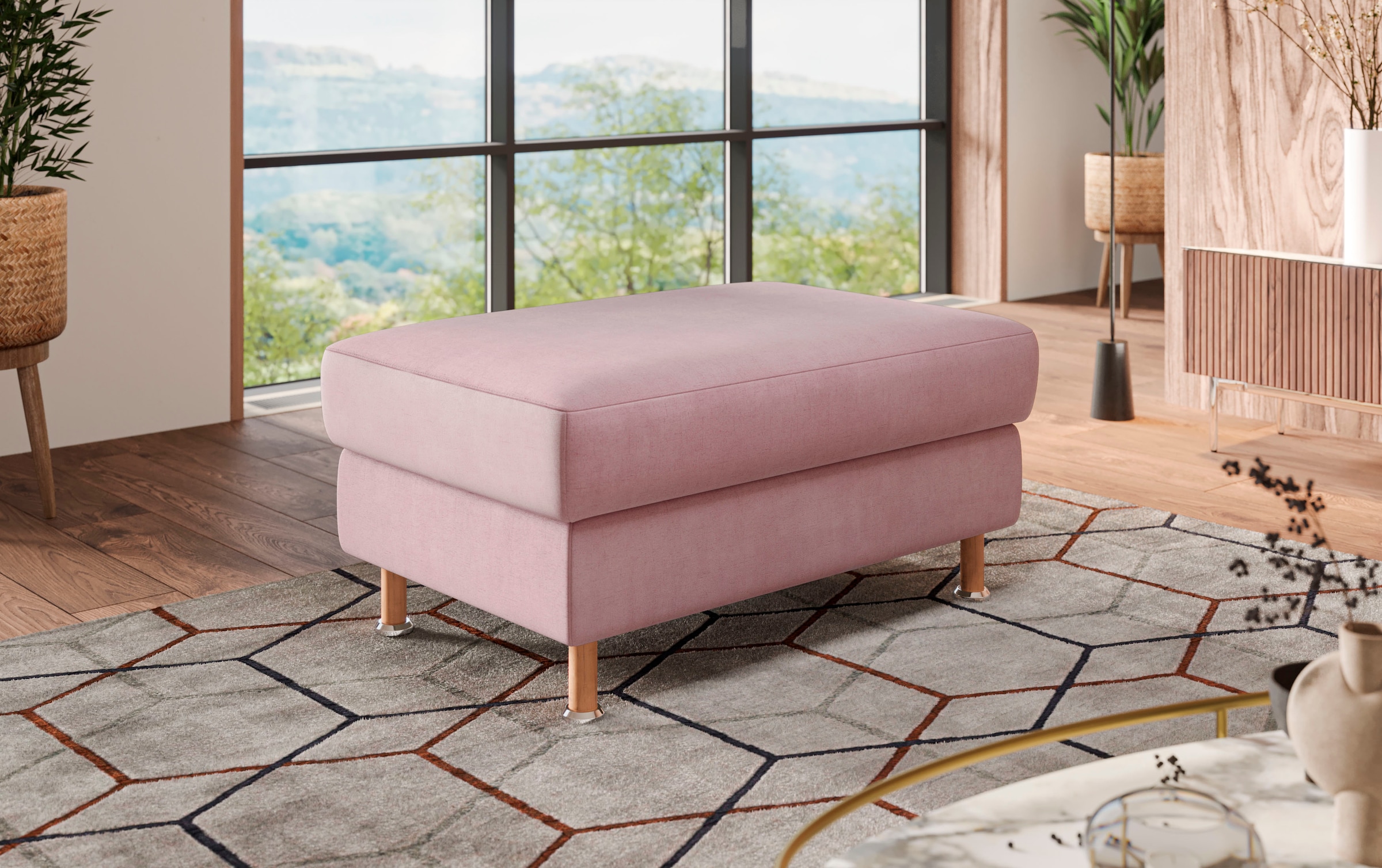 Home affaire Polsterhocker »Calypso« Holzfuesse mit Metallteller