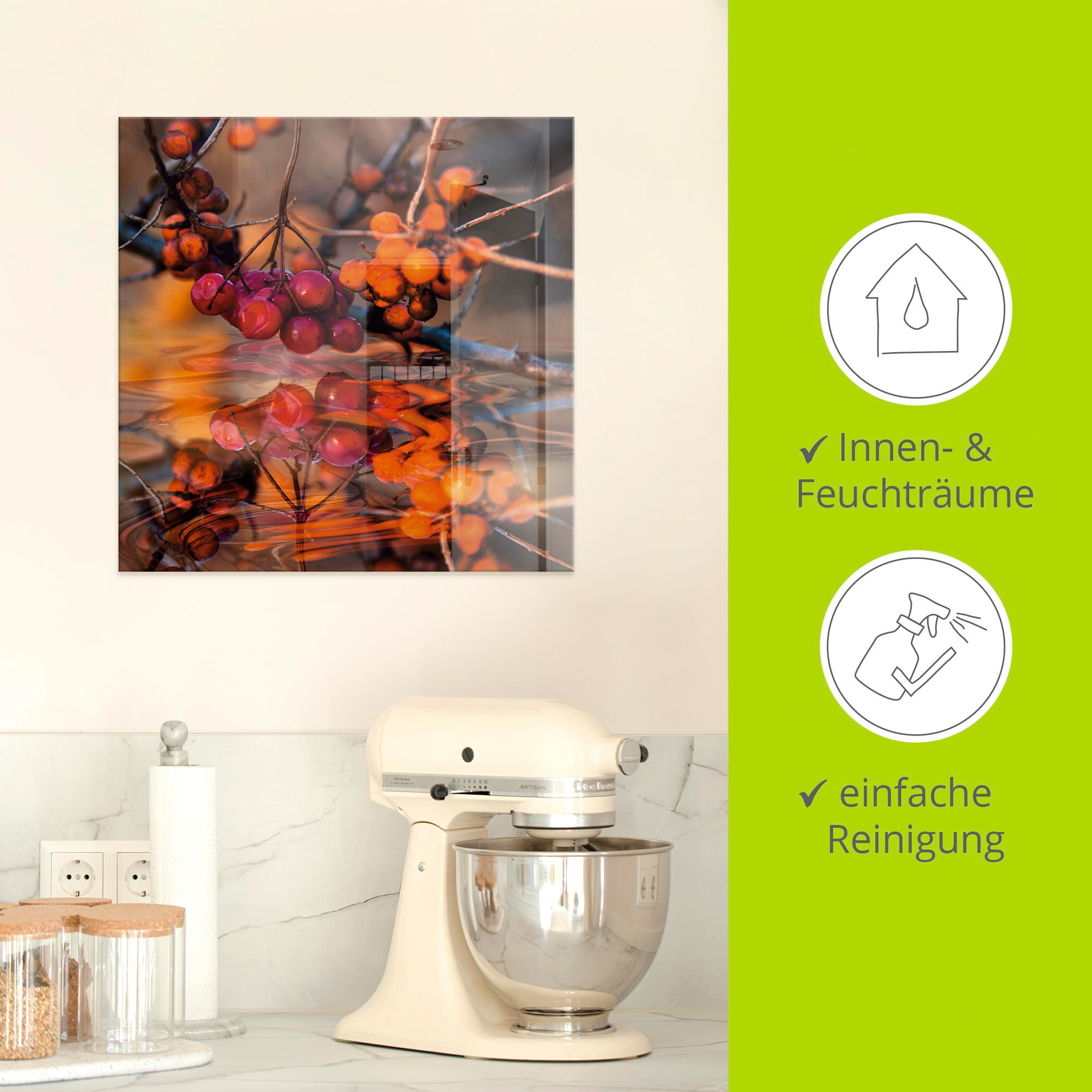Artland Glasbild »Rote Beeren - Wildbeeren«, Pflanzen, (1 St.), in verschiedenen Größen
