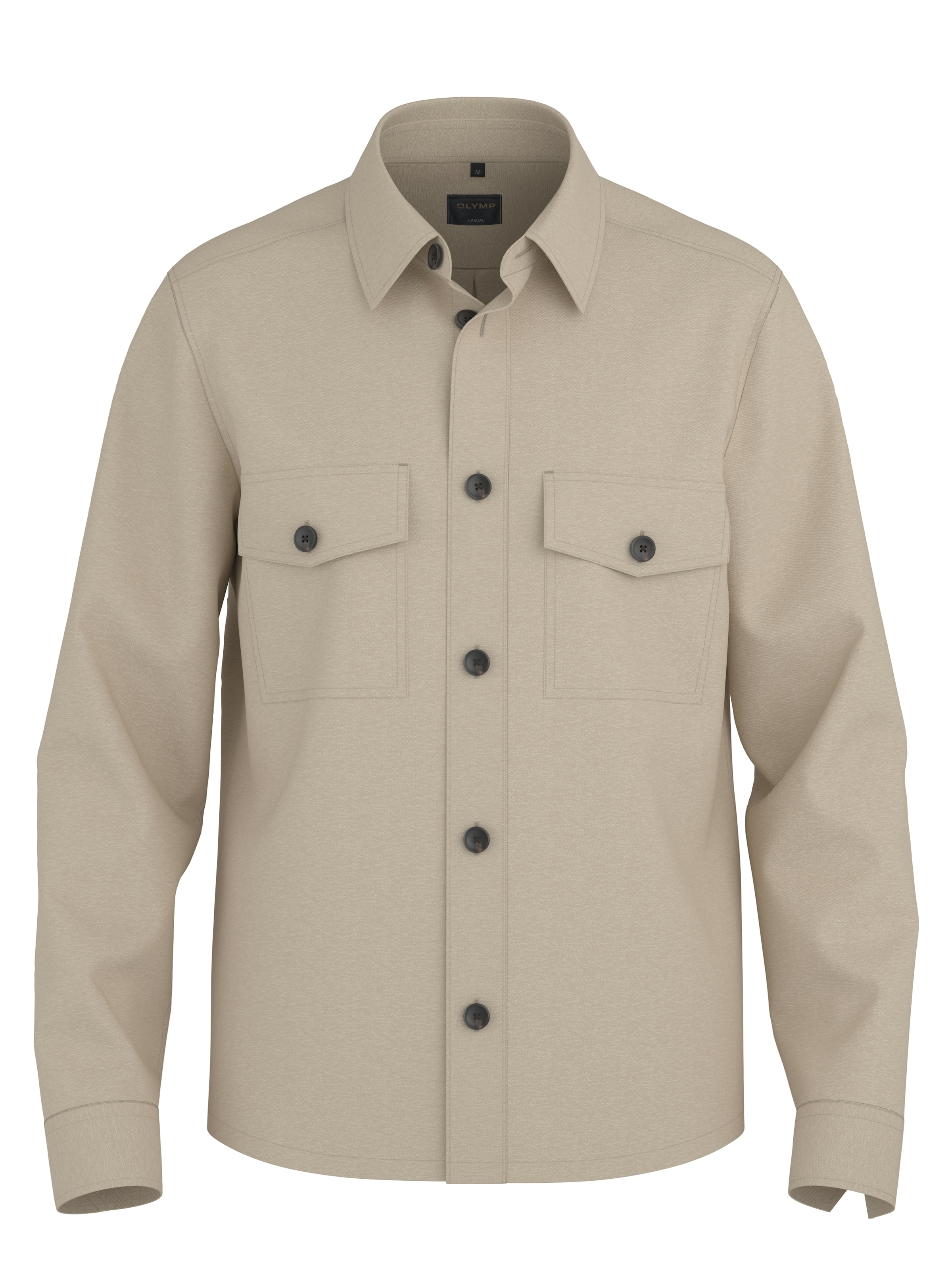 OLYMP Hemdjacke Overshirt, Leinen, Modern Fit, Kentkragen