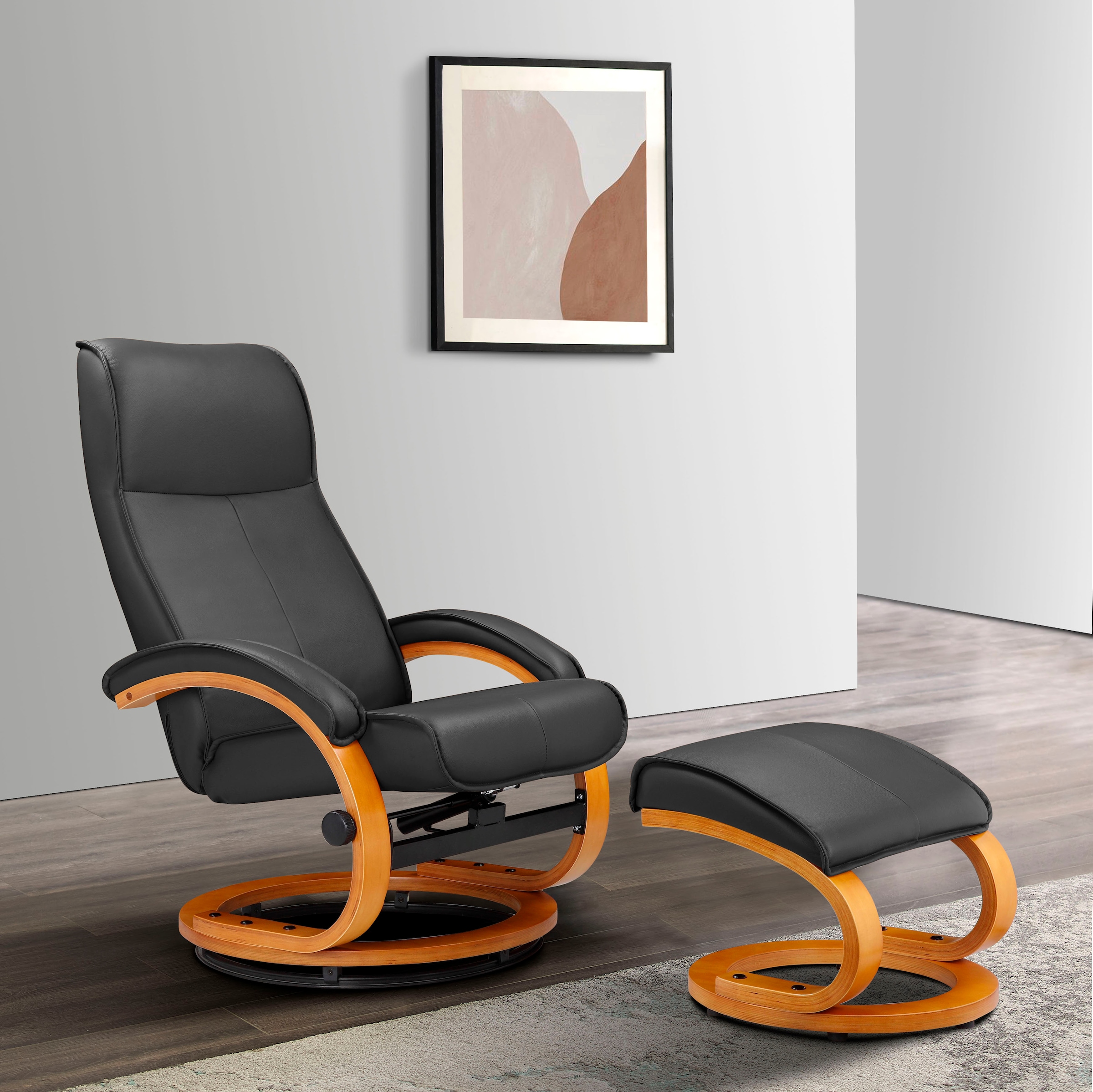 Home affaire Relaxsessel »Paris, TV-Sessel mit Hocker und manueller Liegefunktion«, (Set, 2 St., bestehend aus Sessel und Hocker), Set (Sessel und Hocker), Dreh- und Kippfunktion, NaturLEDER®