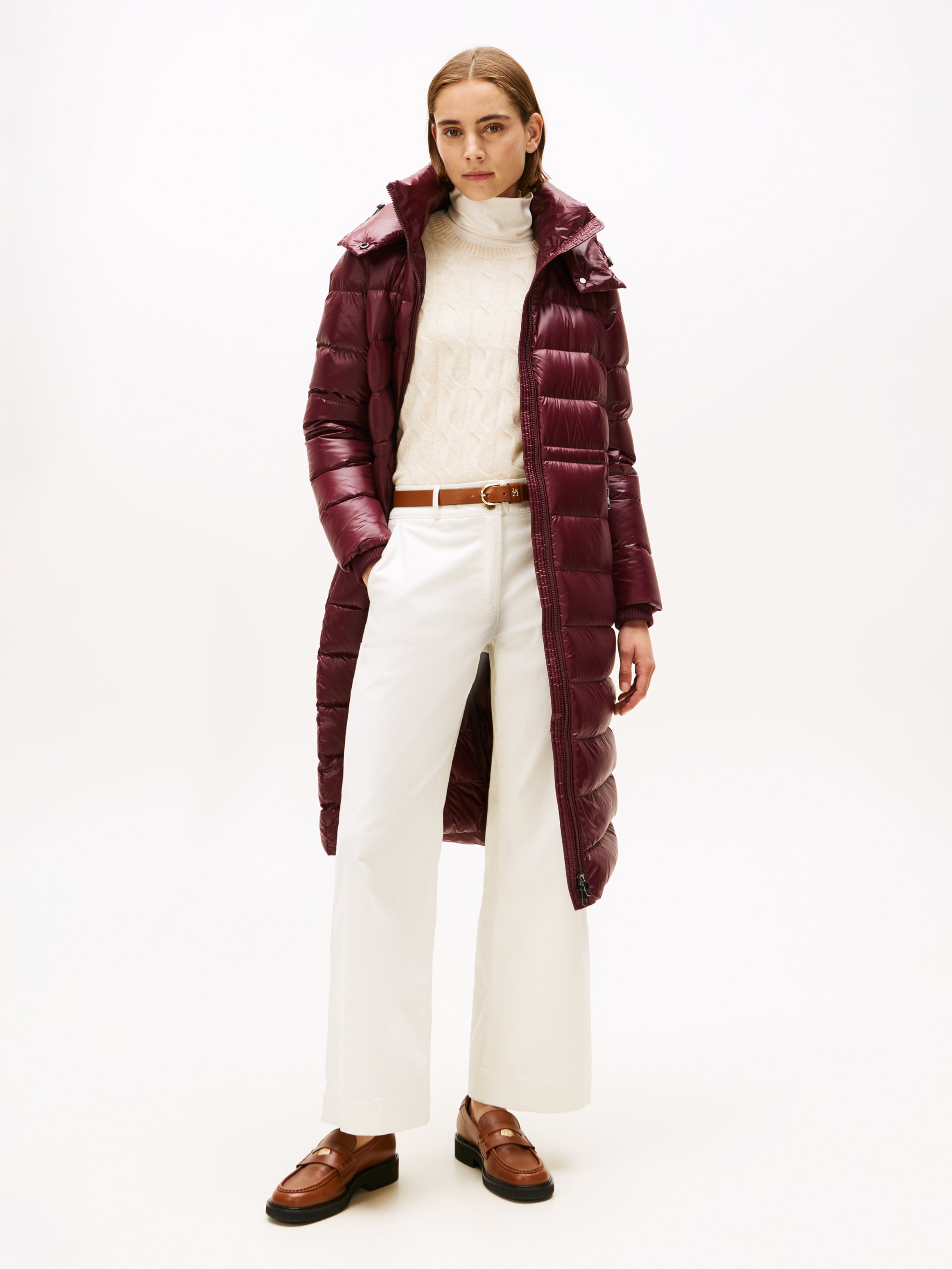 Tommy Hilfiger Steppmantel »GLOSS HW DOWN WAIST REG MAXI« in leicht glänzender Optik