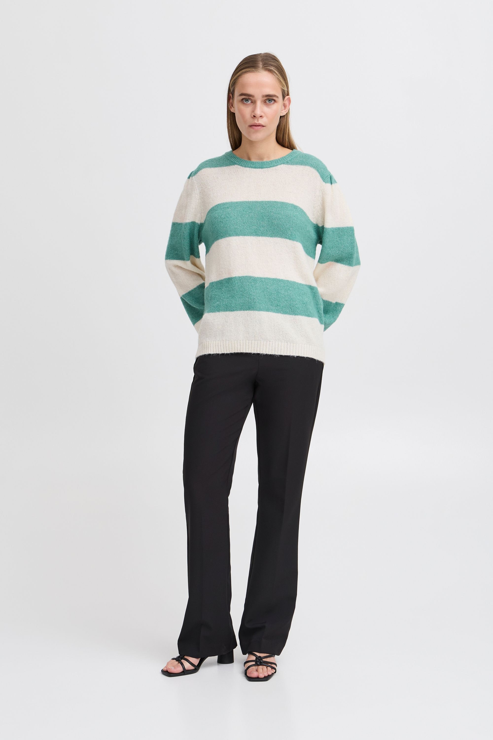 Ichi Strickfleece-Pullover »Strickpullover IHDUSTY LS STRIPE«