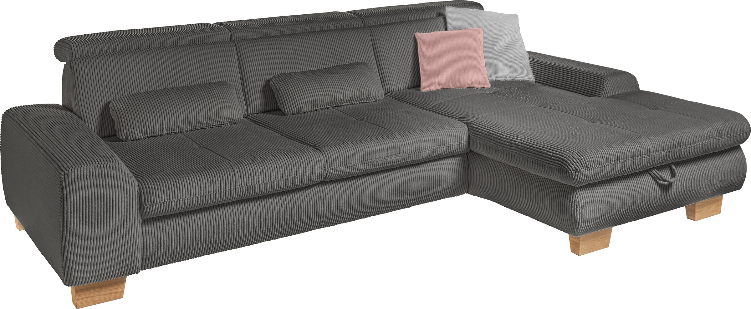 set one by Musterring Ecksofa »SO 3400, Cord, Sitzhöhe 47cm oder 49cm, inkl. Sitztiefenverstellung«, mit Canape und verschiedenen Funktionen, Kaltschaum, B307 x T195 cm