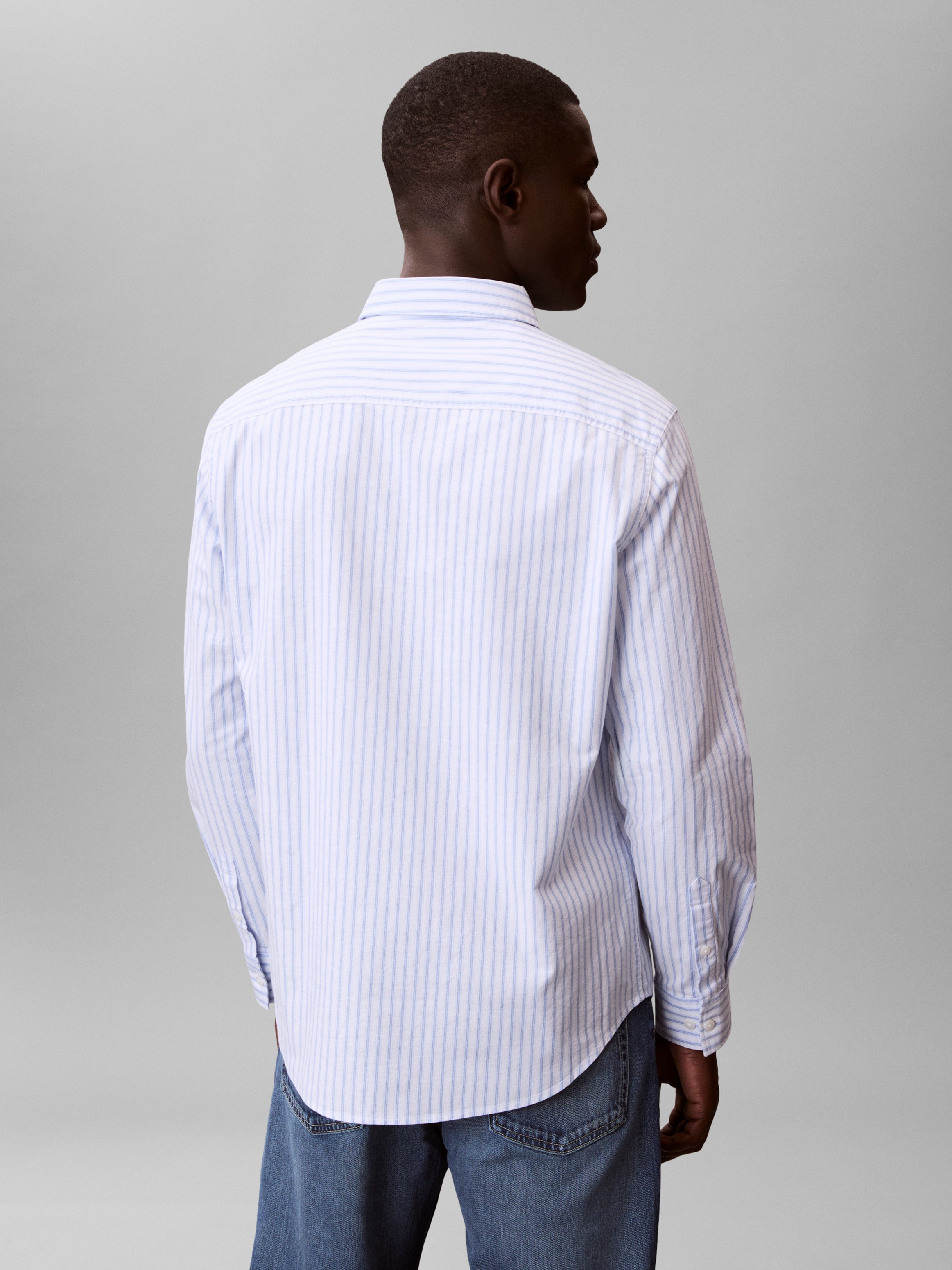 Calvin Klein Jeans Langarmhemd »STRIPE OXFORD CLASSIC SHIRT« Regular fit mit Rundhlsausschnitt