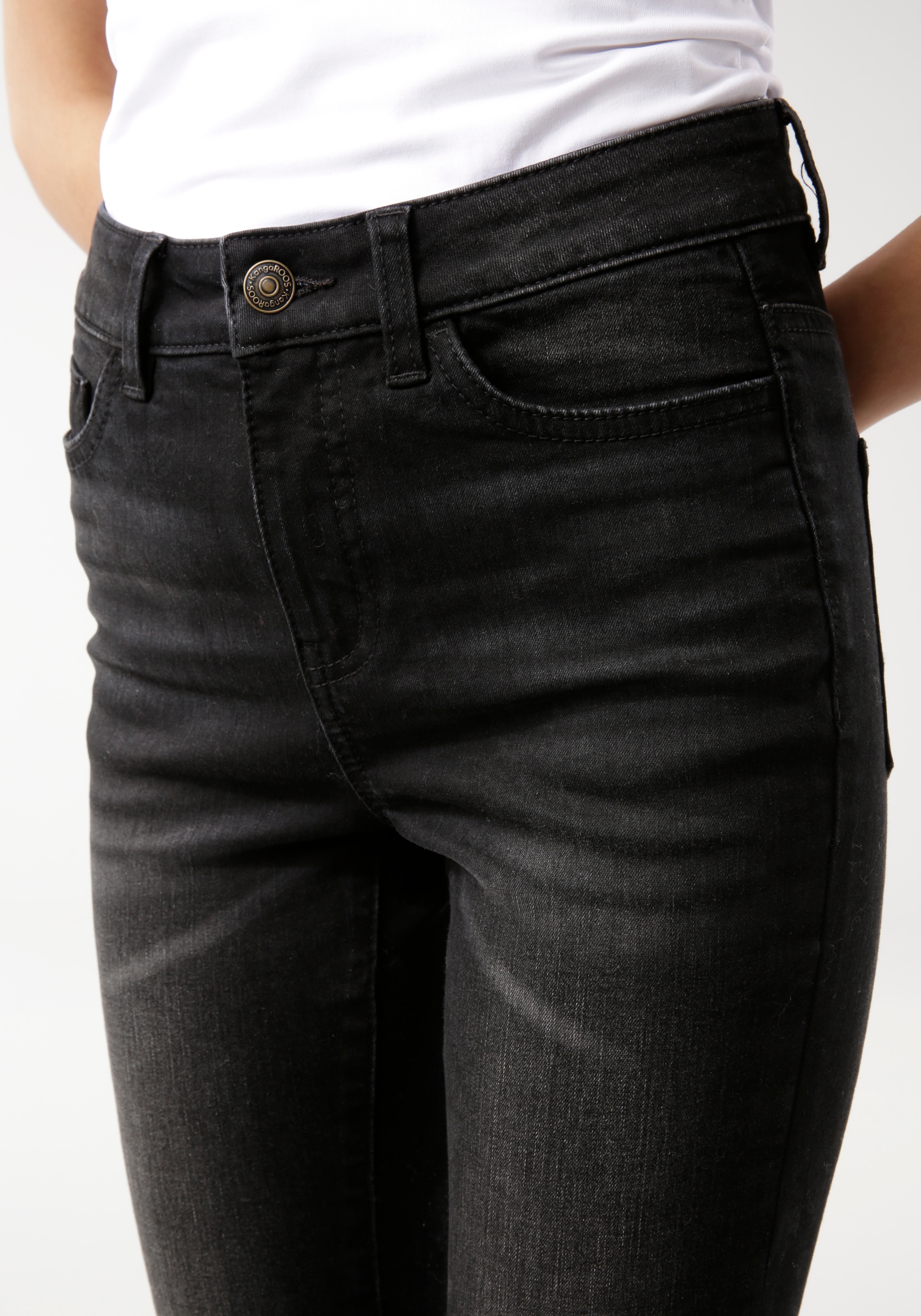 KangaROOS 5-Pocket-Jeans »SUPER SKINNY HIGH RISE«, knöchellang, mit Used-Optik, hohe Leibhöhe