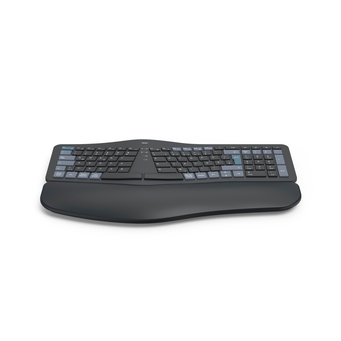 Hama ergonomische Tastatur »Ergonomische Tastatur (kabellos, Multi Device, 2x Bluetooth, 1x Funk)« (Handgelenkauflage | ausklappbare Füße)
