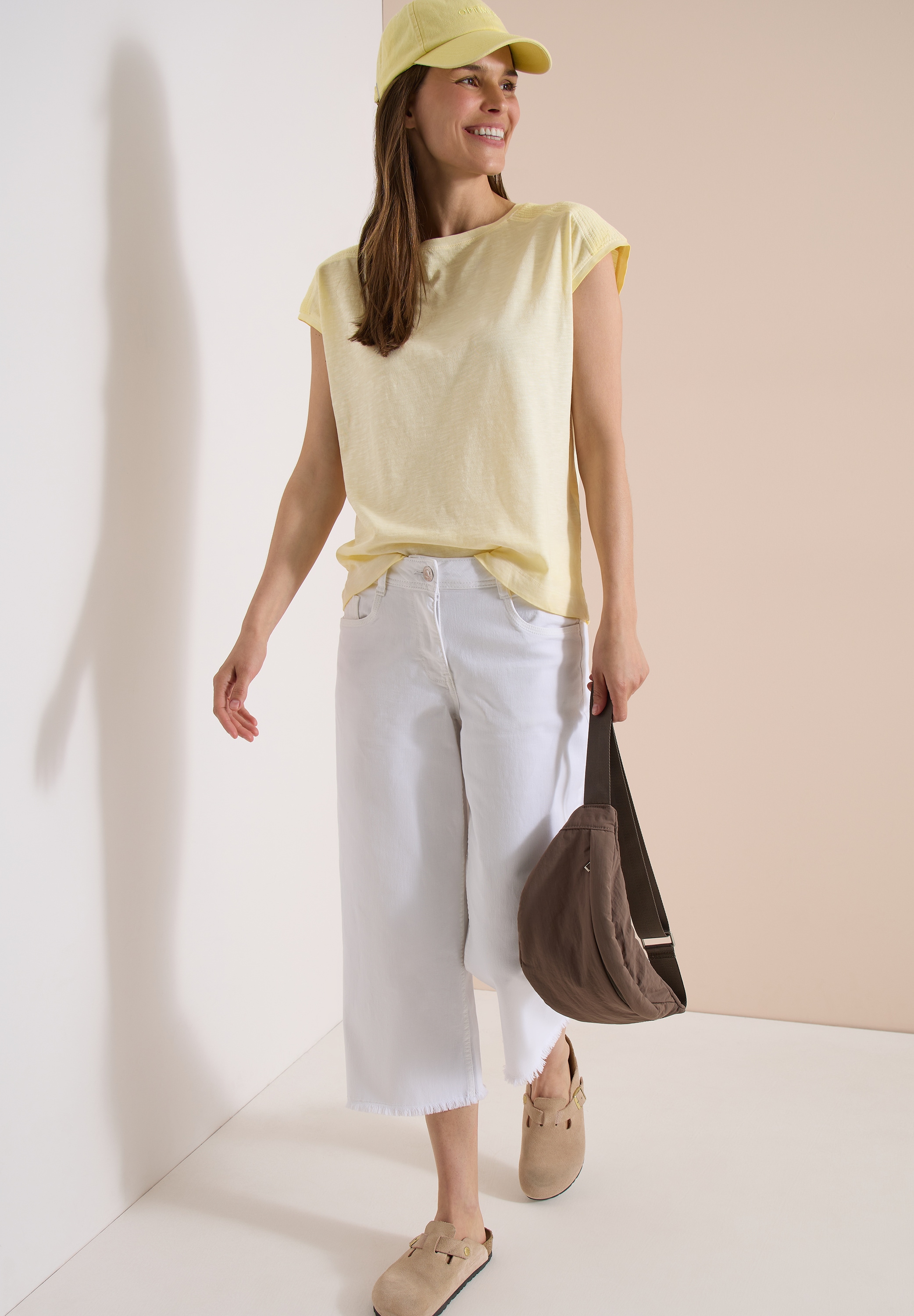 Cecil T-Shirt U-Boot-Ausschnitt, Garment-Dye Optik