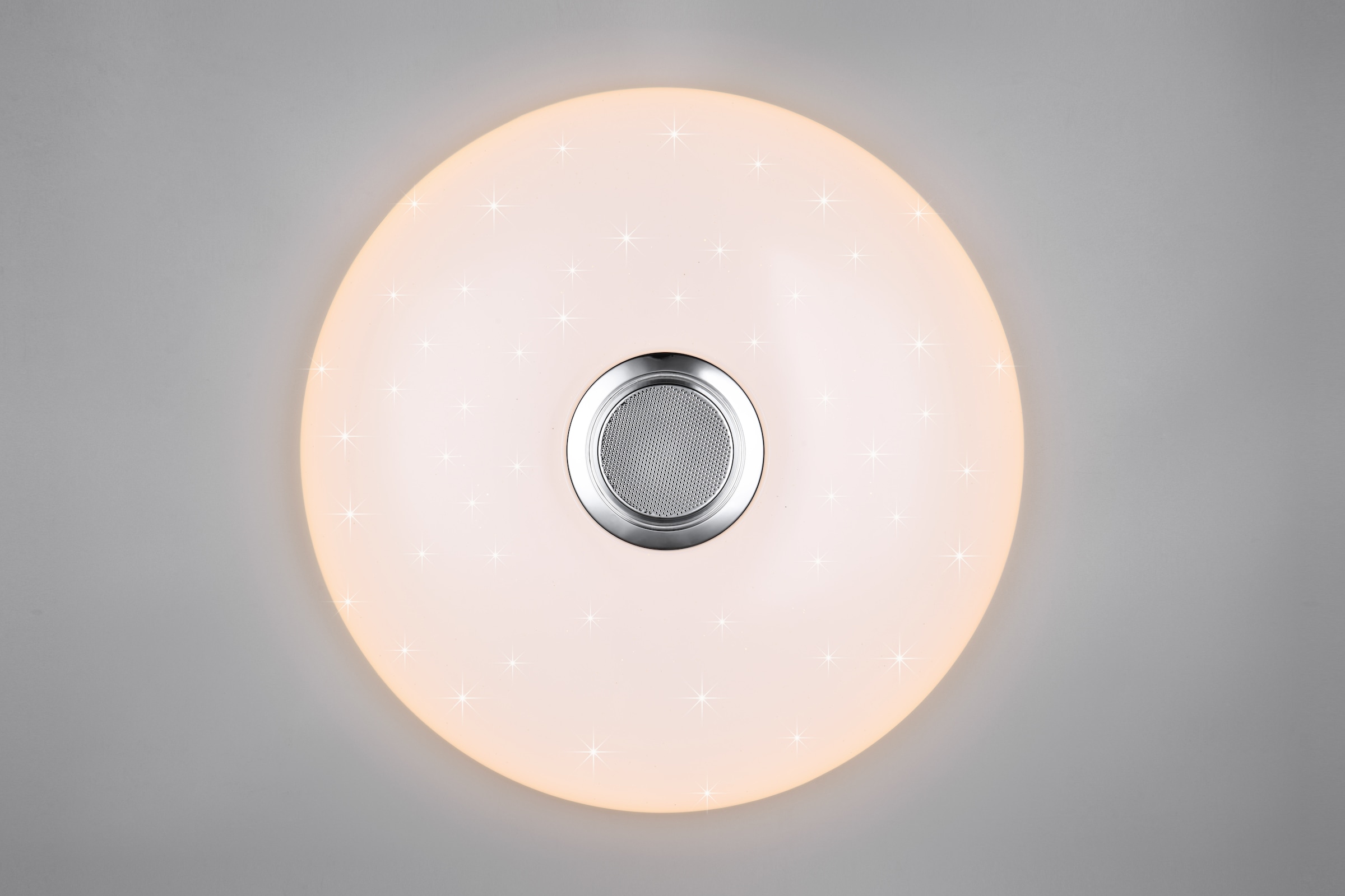 REALITY Leuchten LED Deckenleuchte »MUSICA, LED Deckenlampe mit Bluetooth Lautsprecher, Fernbedienung inkl« LED-Board 1 Stk. warmweiß - kaltweiß RGBW Farbwechsel mit Rainbow-Effekt, dimmbar, Timer, Starlight, Memory