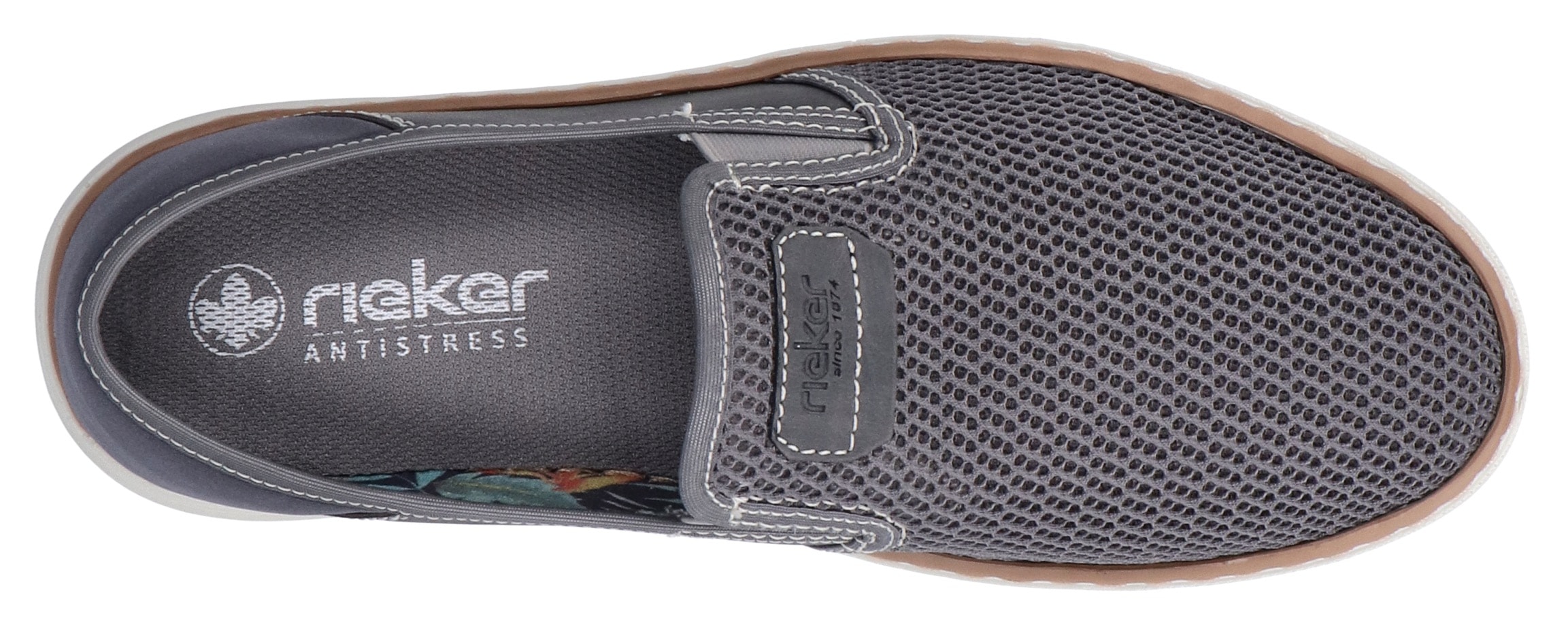 Rieker Slipper, Espadrilles, Sommerschuh mit kontrastfarbenen Ziernähten