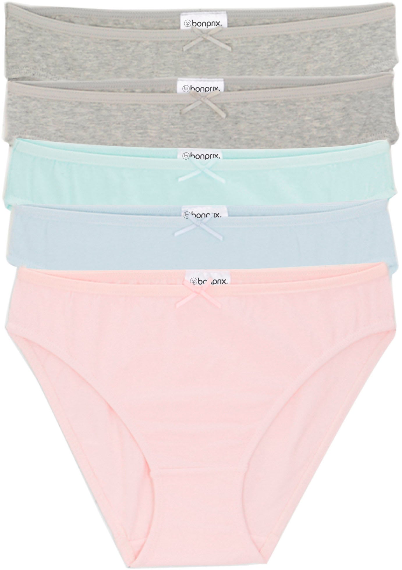 bonprix Slip Packung, 5, 5 Stk. mit Schleifchen-Detail, aus Baumwolle und Elasthan, bequeme Passform