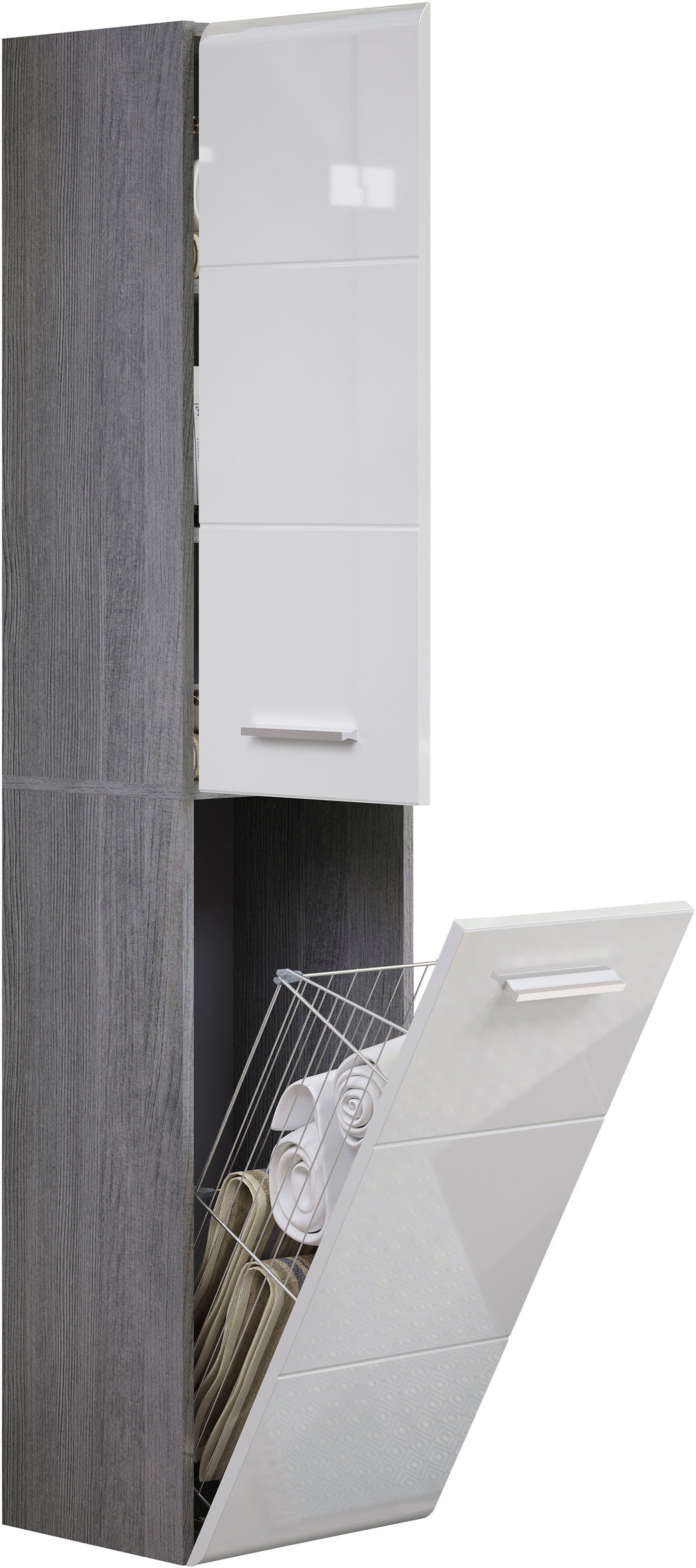 welltime Badmöbel-Set »Ravenna«, (3 St.), Badmöbel hängend Hochschrank, Waschtisch und Spiegelschrank in Weiß