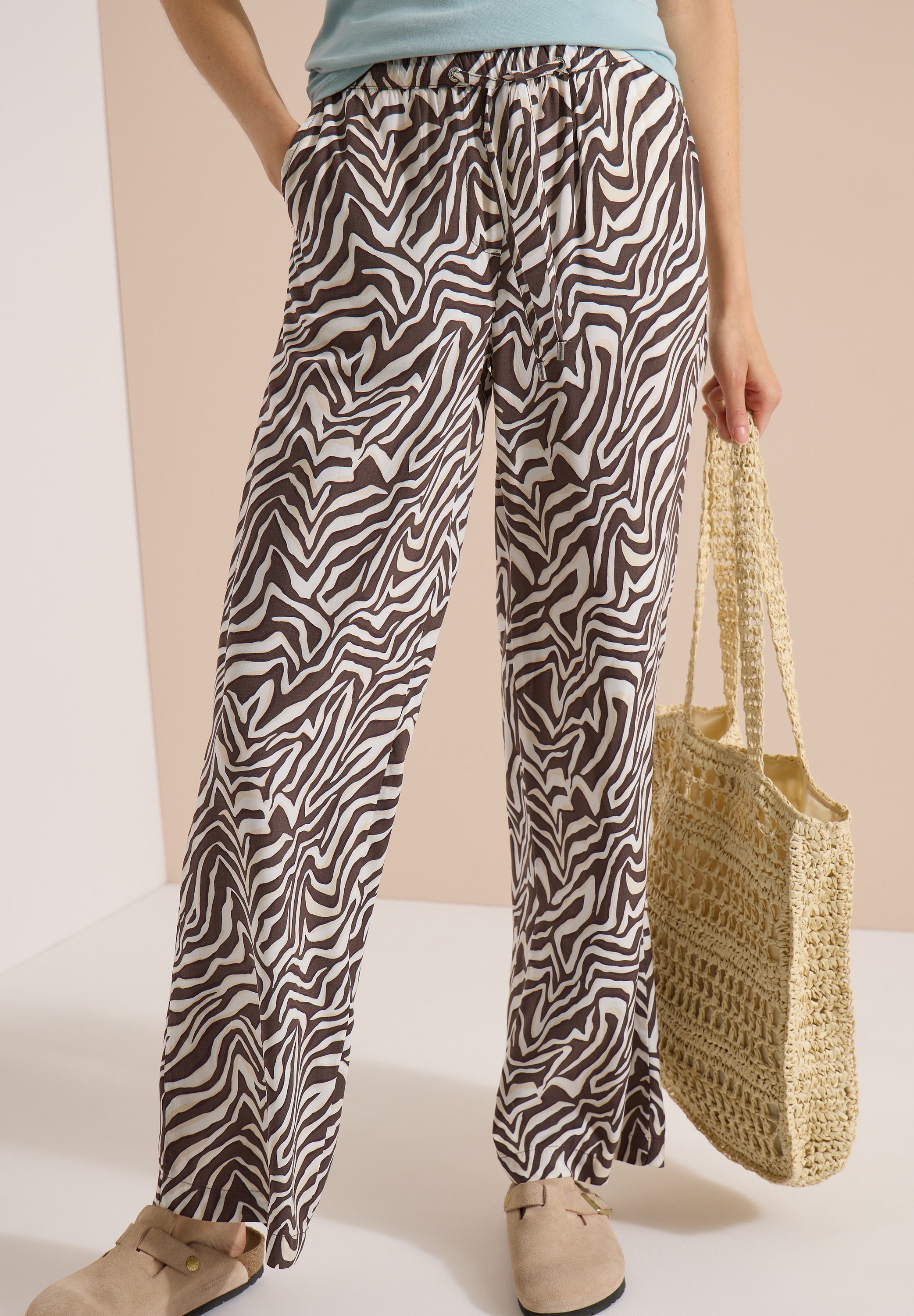 Cecil Stoffhose  Sommerhose, abstrahierter Zebraprint, Elastikbund
