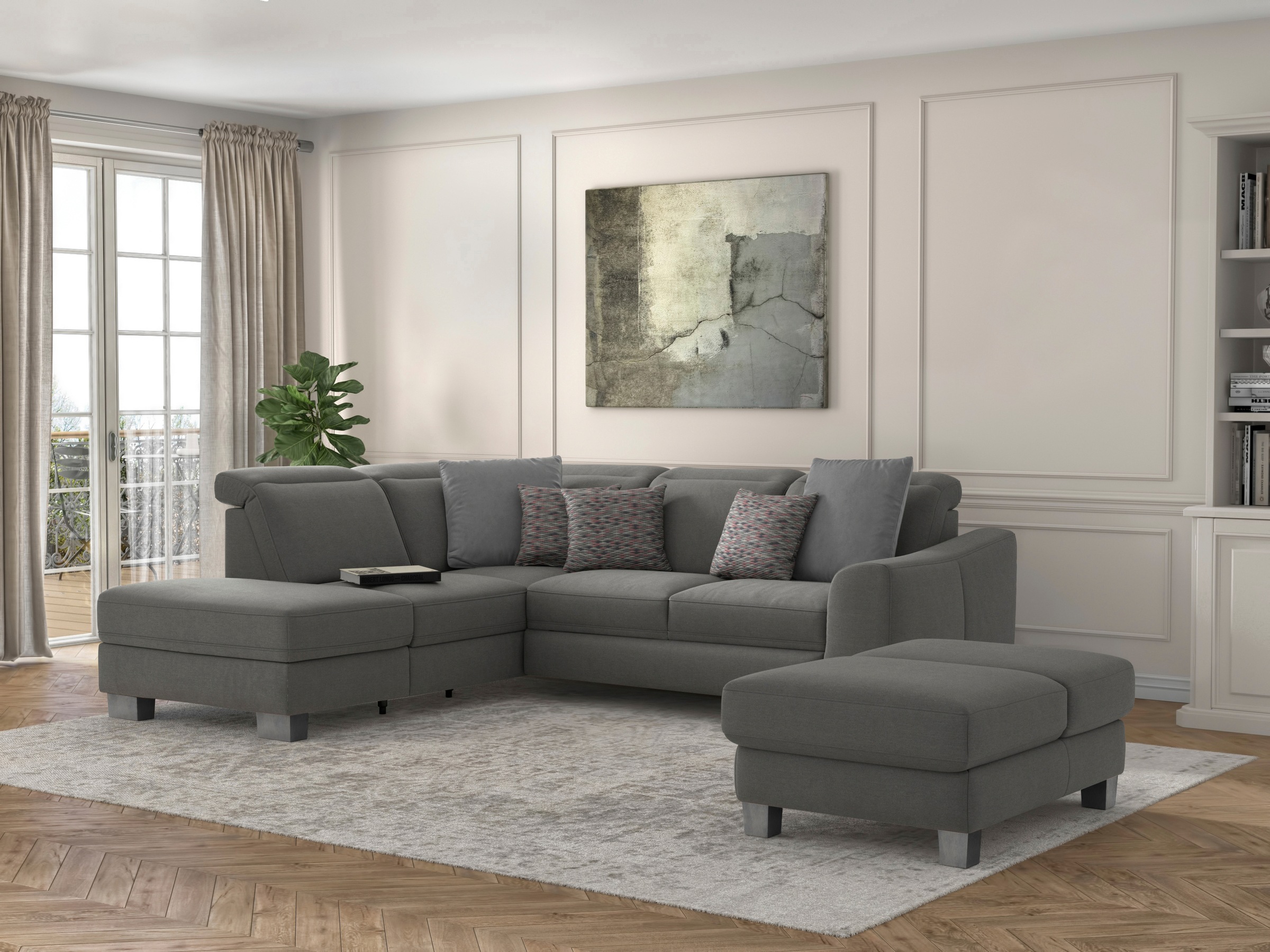 sit&more Polsterhocker »Dundee«, mit Klappfunktion, Federkern und hochwertigen Edelstahlfüßen