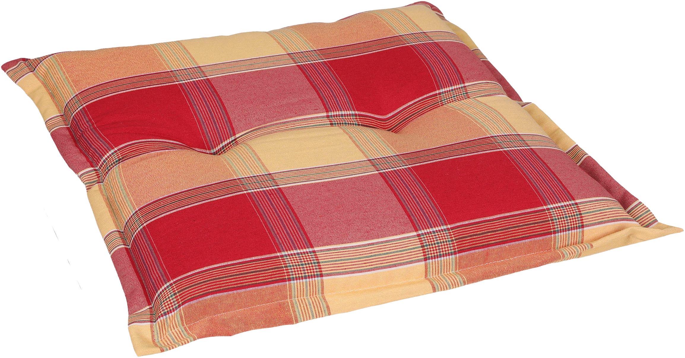 GO-DE Hockerauflage Karo rot - Maße BxLxH ca.: 50 cm x 50 cm x 7 cm