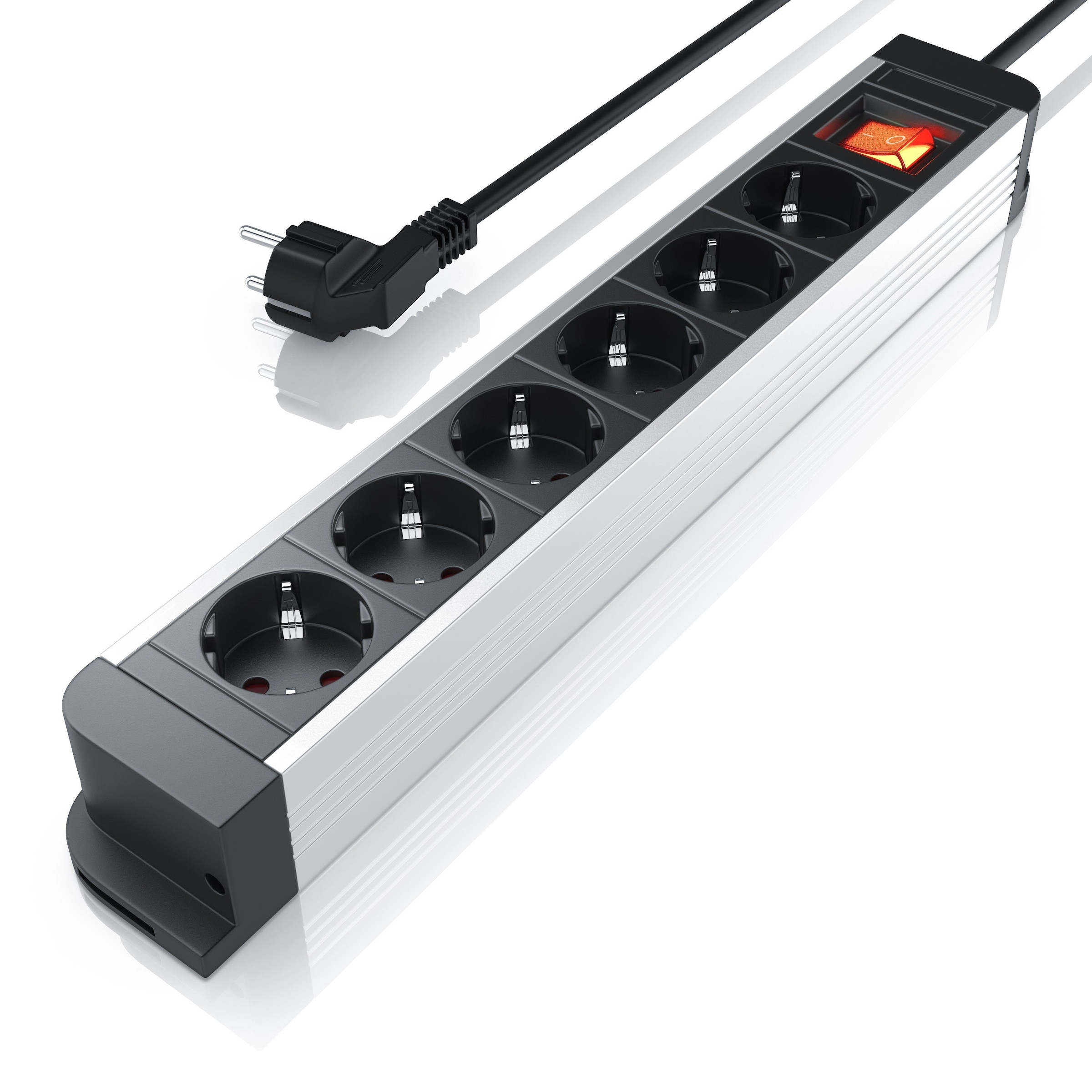 6-fach Aluminium Steckdosenleiste / bis zu 3680W »integrierter...