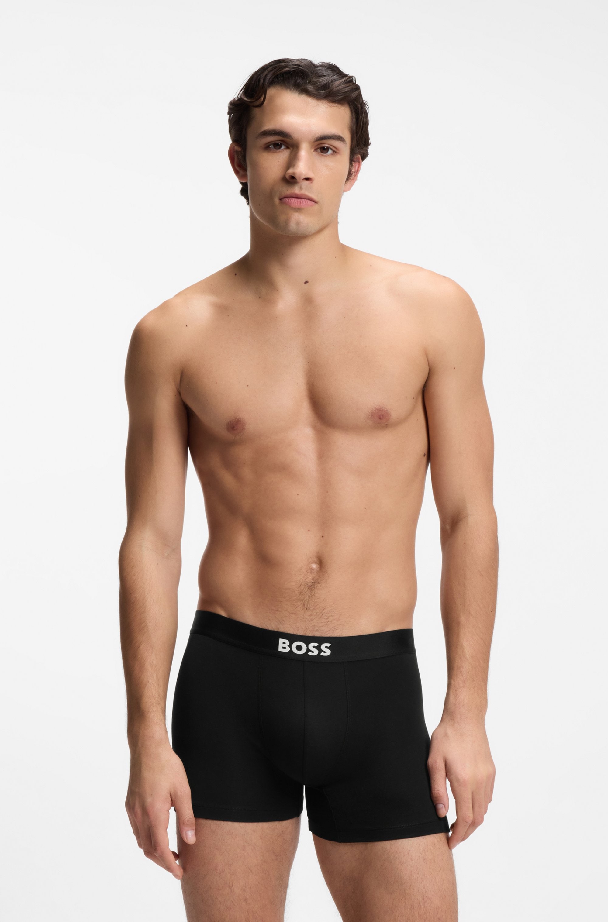 BOSS Boxershorts »Boxer Brief 3P BOSS ONE« 3 Stk. elastischer Bund mit Logo, 1x gemustert, 2x uni