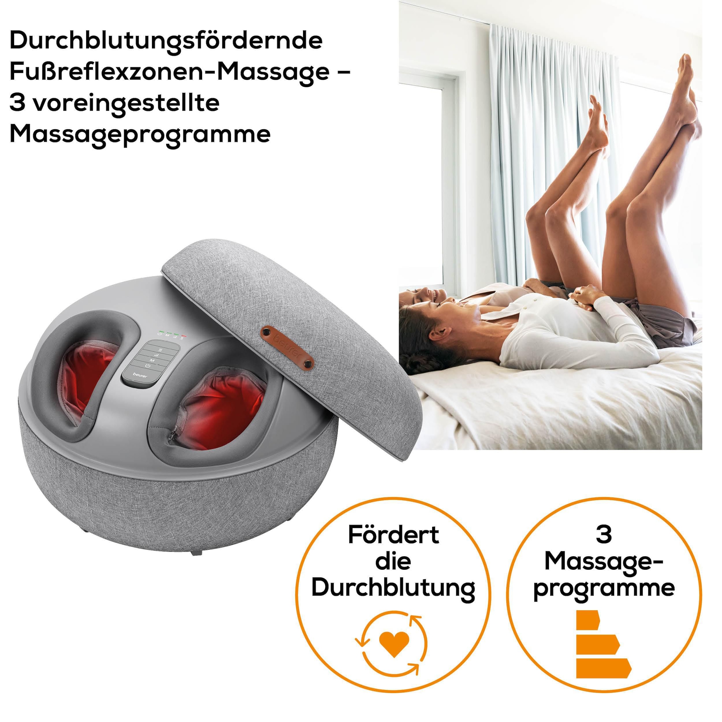 BEURER Shiatsu-Fußmassagegerät »Beurer FM 120 Massagegerät, 2-in-1: Hocker und Massagegerät«, Mit Luftkompressionsmassage und Shiatsu-Massage, inkl. Wärmefunktion