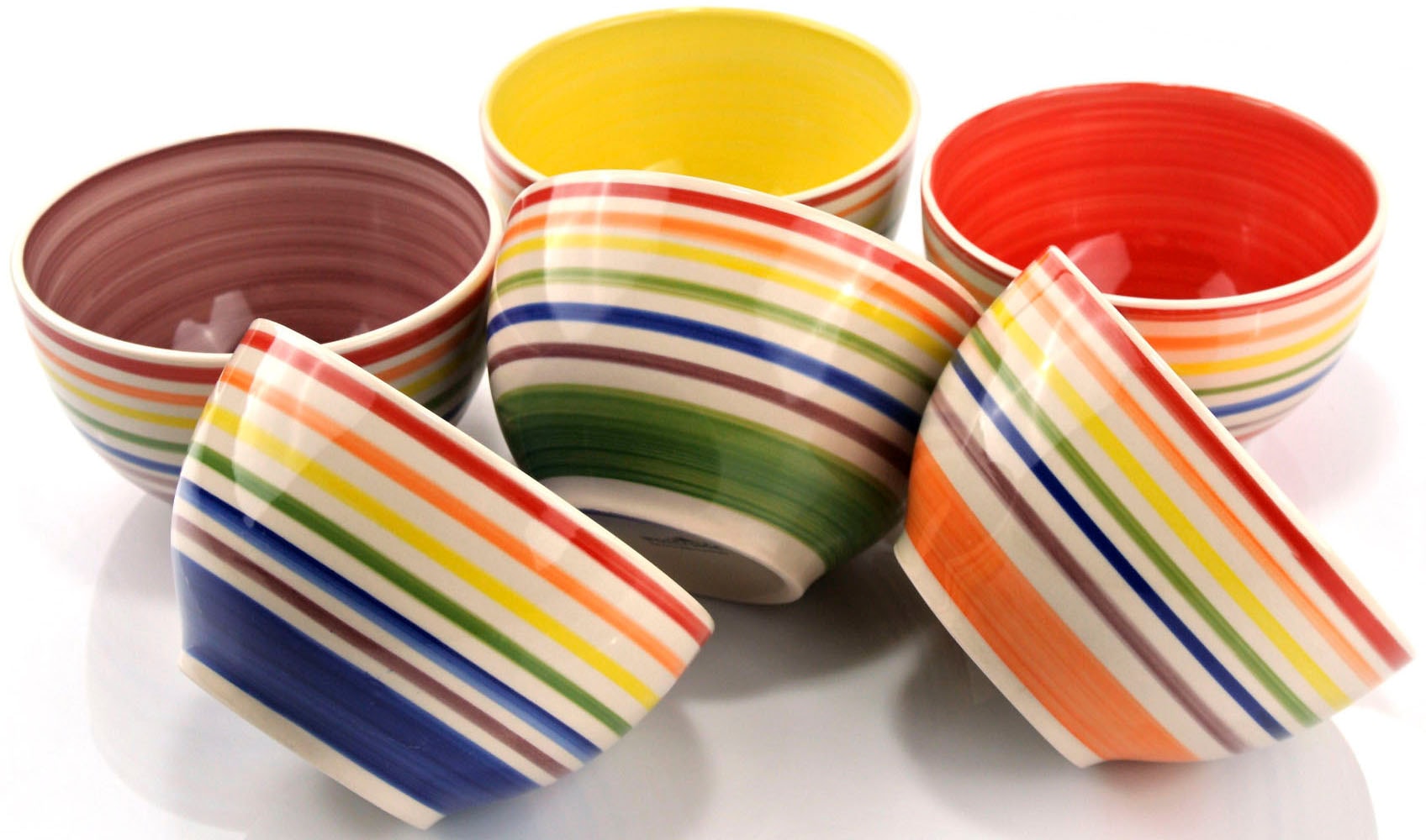 Retsch Arzberg Kombiservice »Geschirr-Set, Service COLOUR STRIPES« Spin Wash/Spiraldekor -  6 Regenbogenfarben, 24 Teile, für 6 Personen