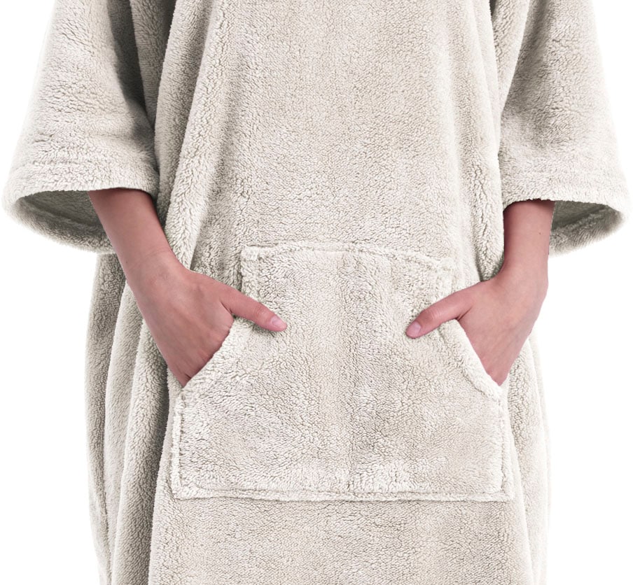 my home Badeponcho »Lillou, ideal für Sauna, Spa & im Urlaub«, (1 St.), weich und kuschelig, Fleece, Unisex, für Damen und Herren, Surfponcho