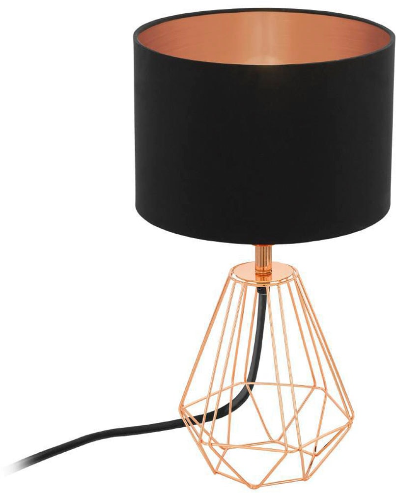 EGLO Tischleuchte »CARLTON 2«, 1 flammig, Leuchtmittel E14 | ohne Leuchtmittel-ohne Leuchtmittel, Nachttischlampe, Vintage, Metall, Stoff, Drahtgeflecht, 30,5x16,5cm
