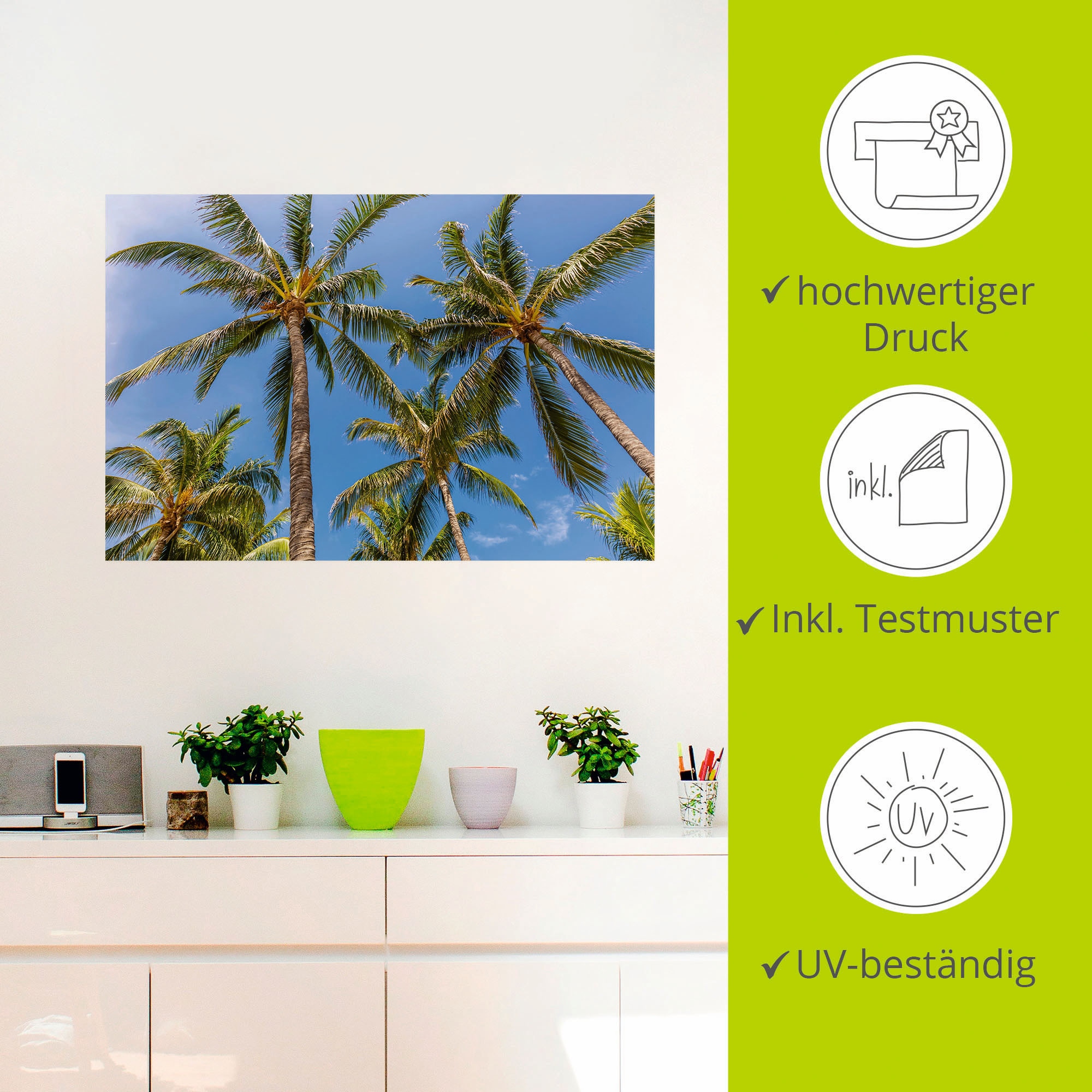 Artland Wandbild »Palmen am Strand«, Strandbilder, (1 St.), als Alubild,  Leinwandbild, Wandaufkleber oder Poster in versch. Größen kaufen online bei  OTTO