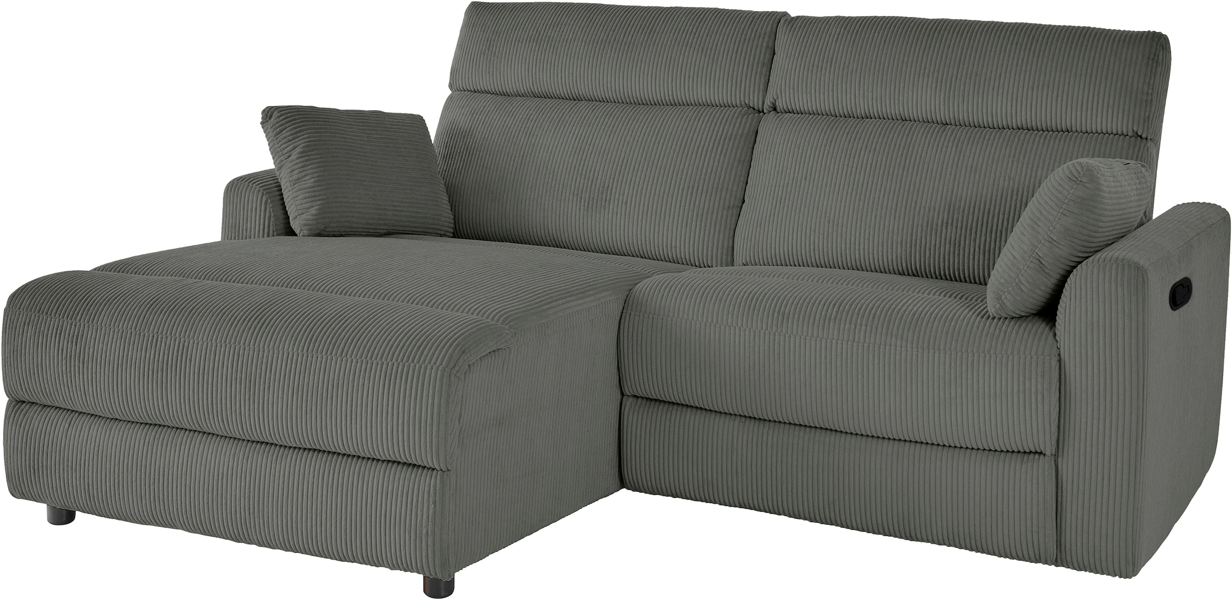 INOSIGN Ecksofa »JENNA, L-Form, 209cm, manuelle u. elektrische Funktion, mit USB A/C,«, Liegefunktion 105°-150°, Federkern, Cord