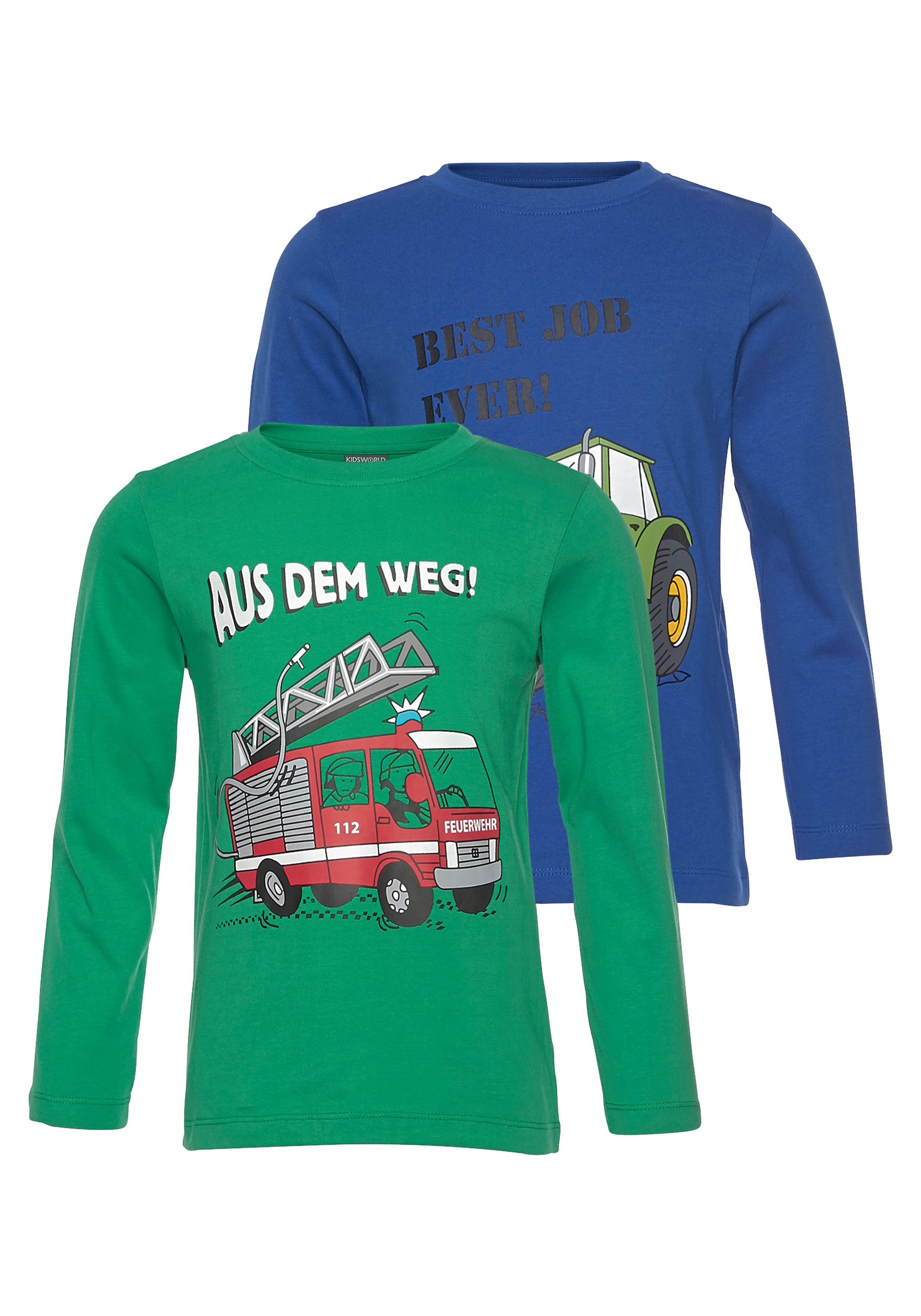 KIDSWORLD Langarmshirt »AUS DEM WEG«, (Packung, 2 tlg.), 2 unterschiedliche Fotodrucke kaufen