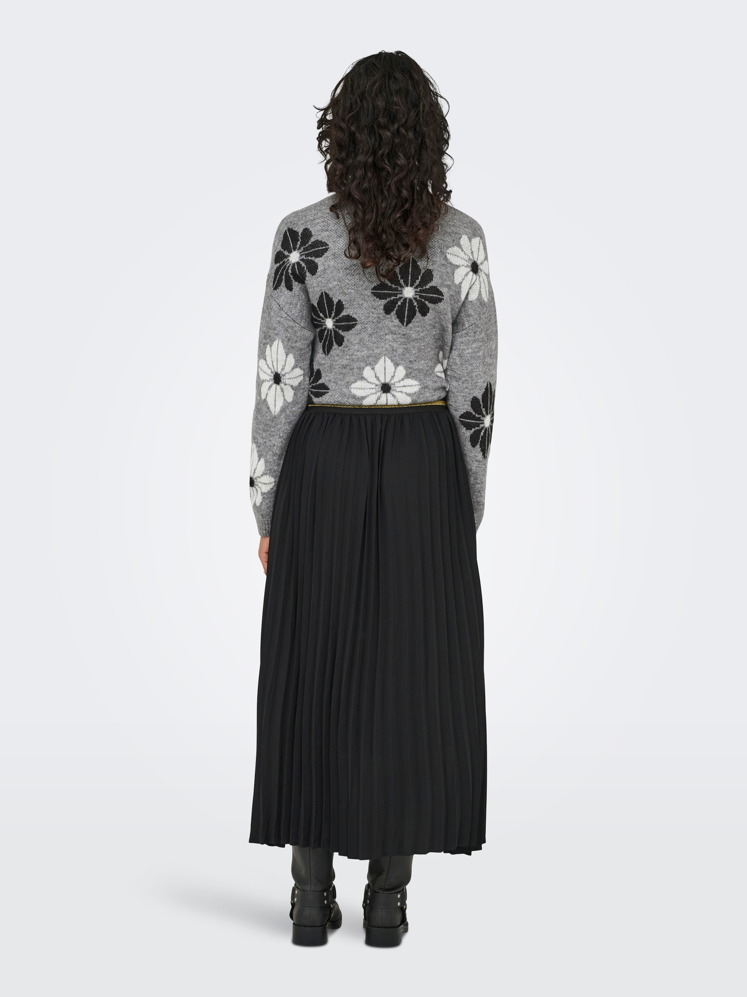 ONLY Rundhalspullover »ONLFREESIA LS FLOWER O-NECK RP KNT« mit Blümchen - Strickmuster