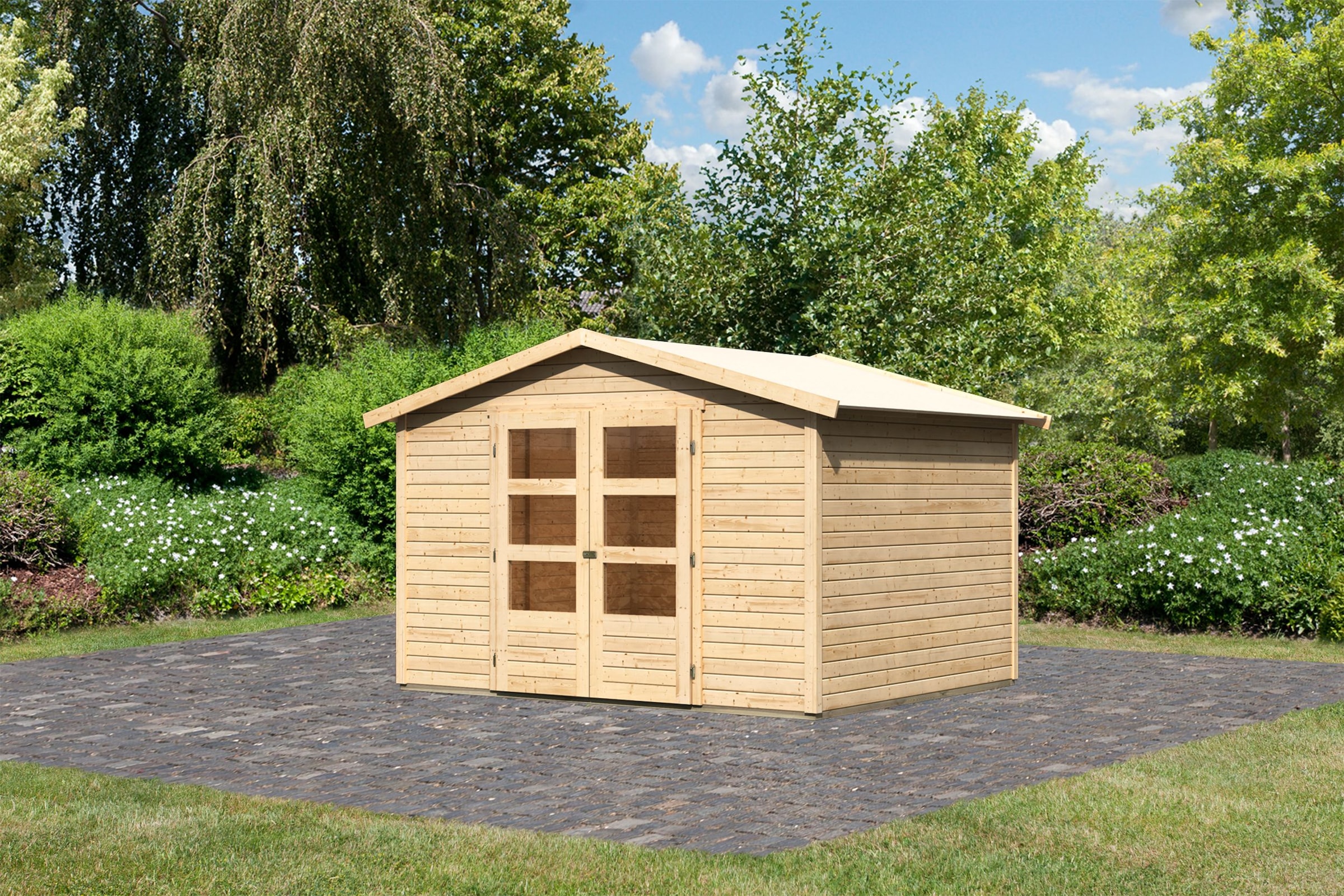 Karibu Gartenhaus »»Amberg 4«« naturbelassen, anthrazit oder terragrau