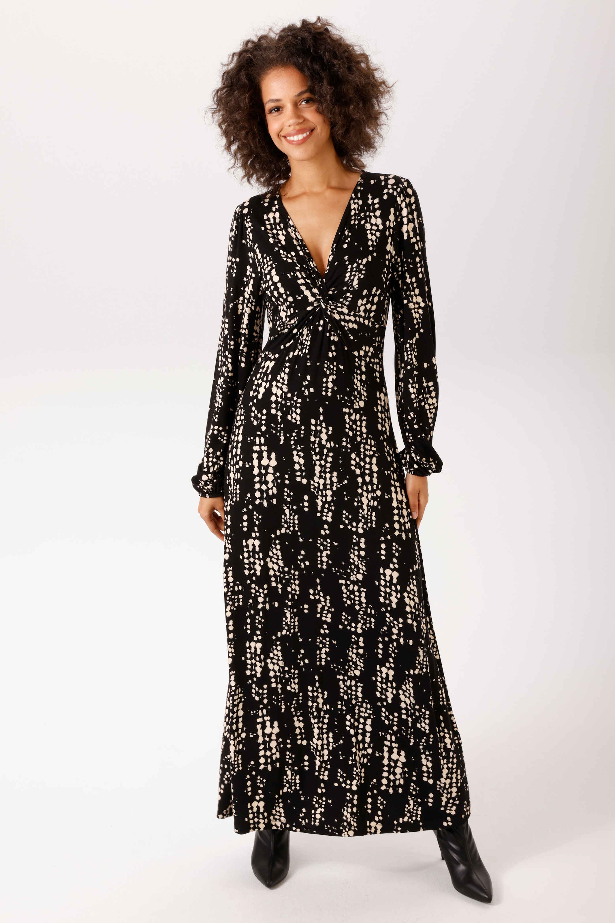 Aniston CASUAL Maxikleid mit raffiniertem Knoten am Dekolleté - NEUE KOLLEKTION