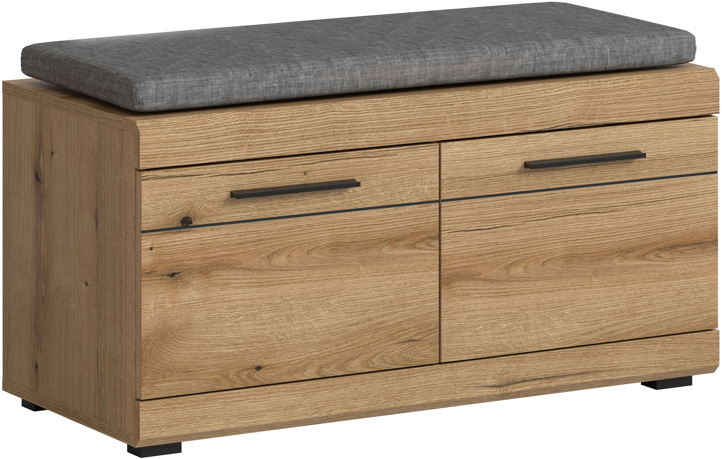 INOSIGN Sitzbank »SIENA, Breite 90 cm, 2 Türen, 2 Einlegeböden, 4 Fächer« hochwertige Rillenfräsung in MDF Front, 1 Stk. tlg. Garderobenbank, Dielenbank, Bank, Flurbank, Kommode