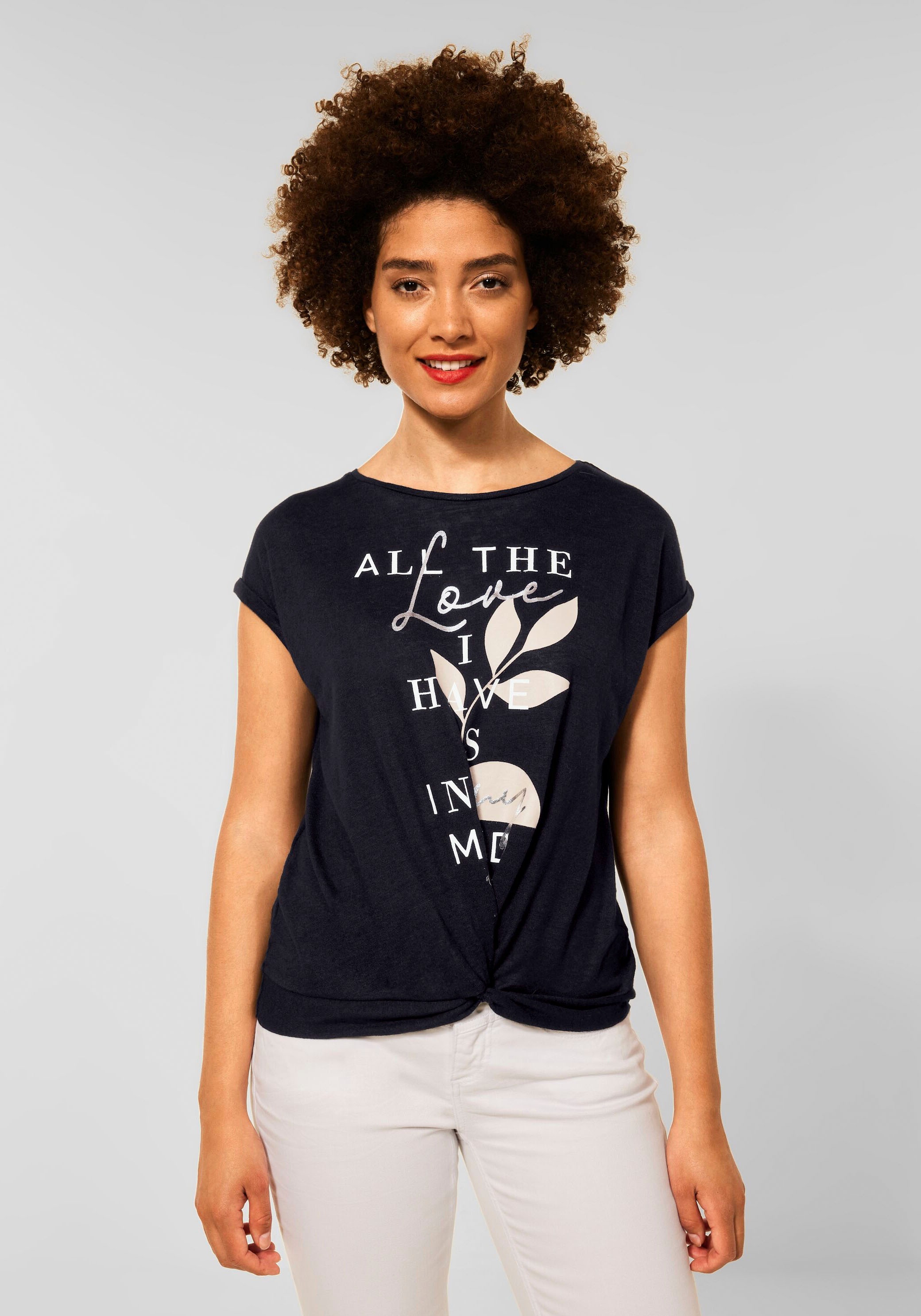 STREET ONE Shirttop, mit Knoten-Detail am Saum