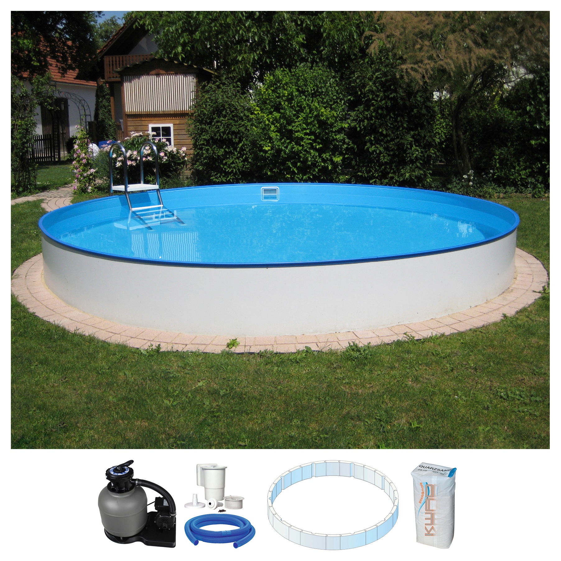 KWAD Rundpool »Palma«, (Set), 5-tlg., ØxH: 420x120 cm