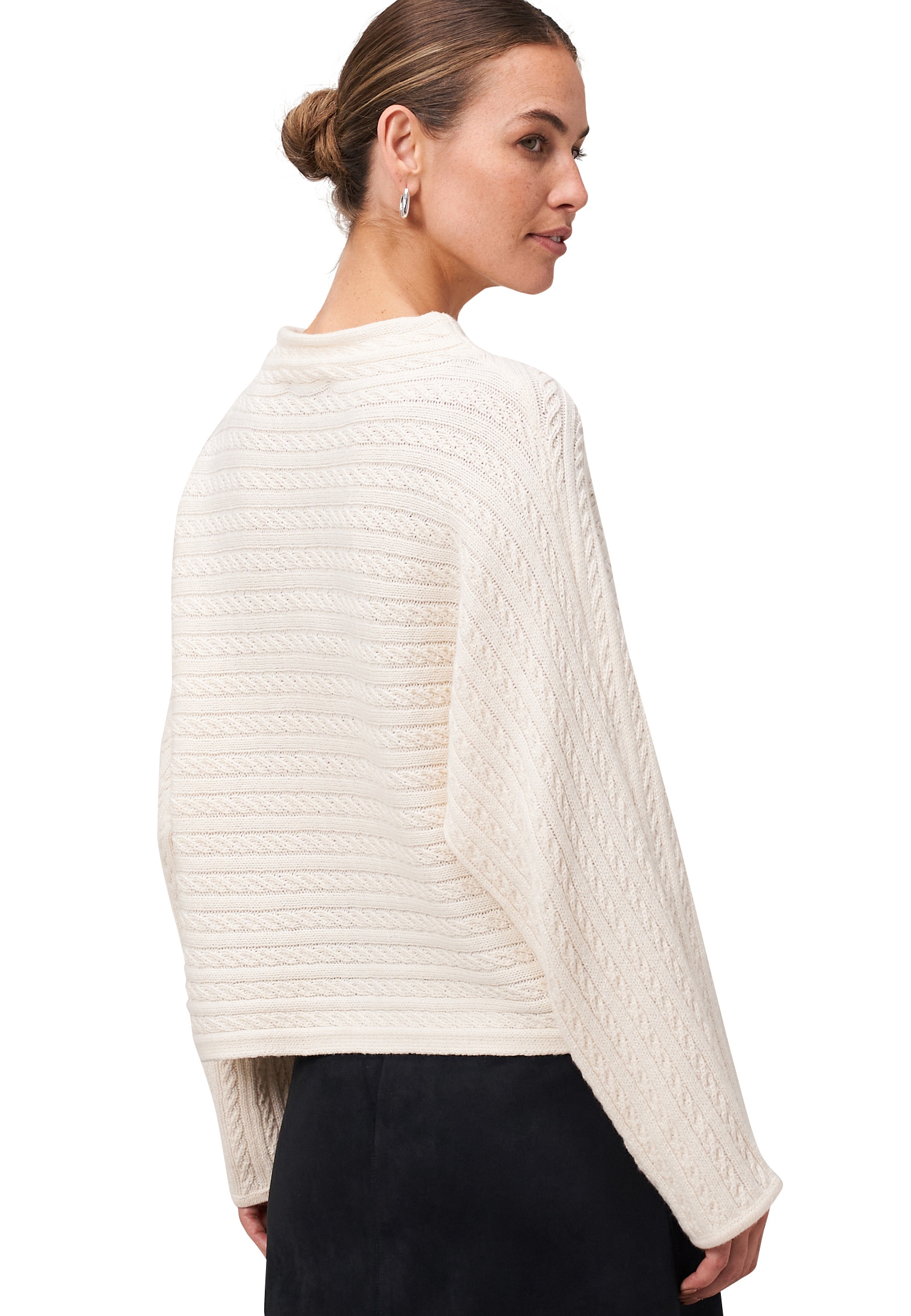 Zero Rundhalspullover »Pullover mit Zopfmuster«