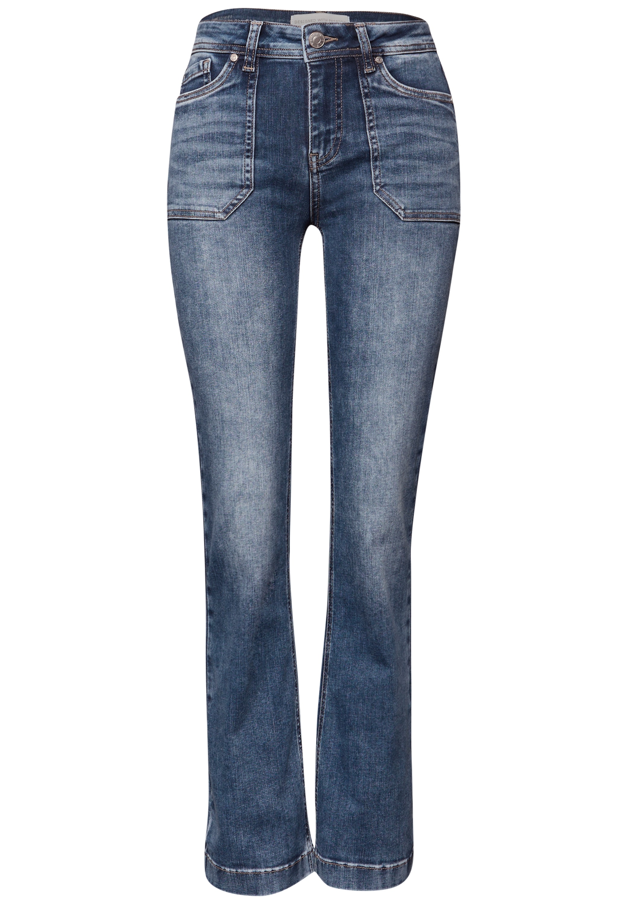 STREET ONE Bootcut-Jeans High Waist, Slim Fit