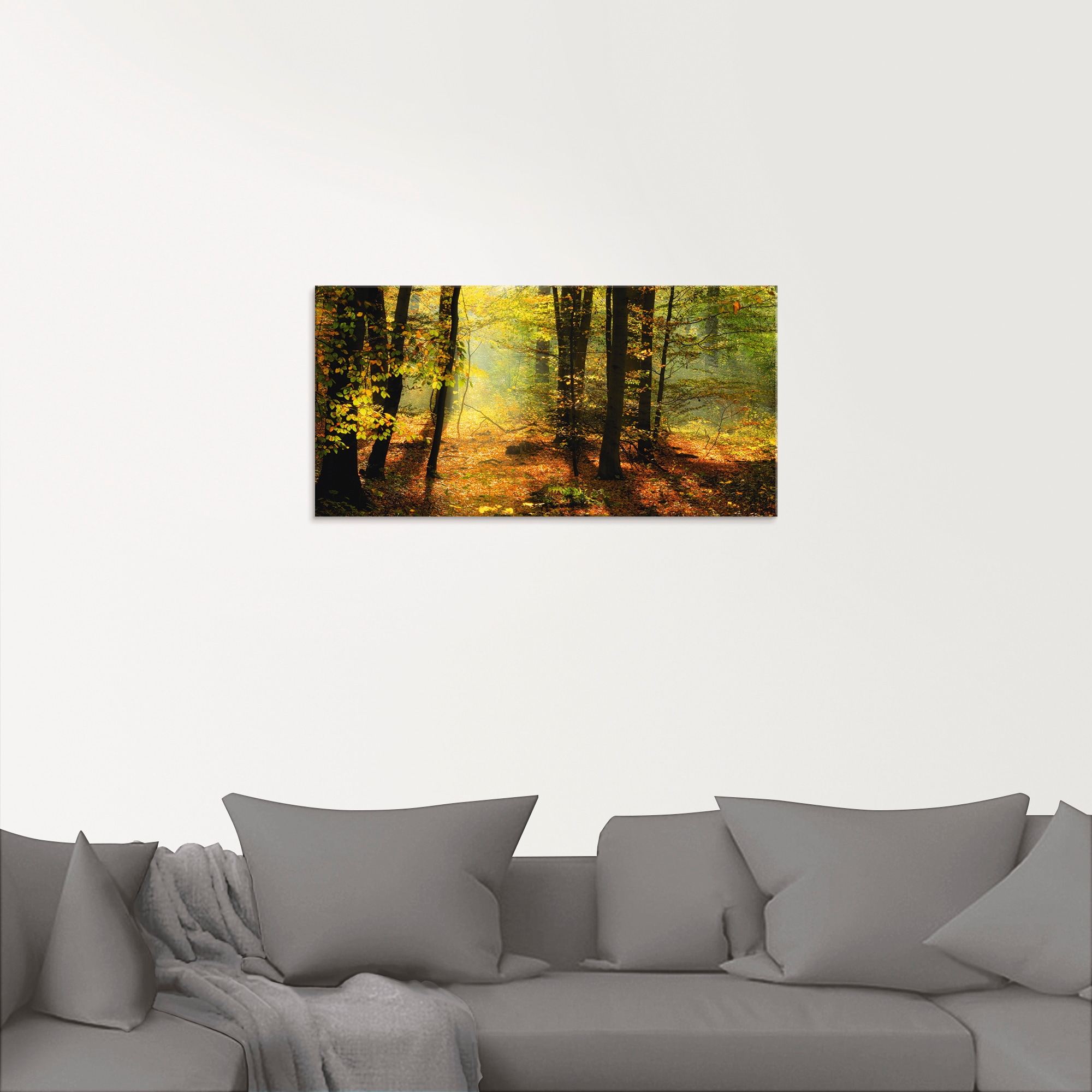 Artland Glasbild »Herbstlicht im Wald«, Wald, (1 St.), in verschiedenen Größen