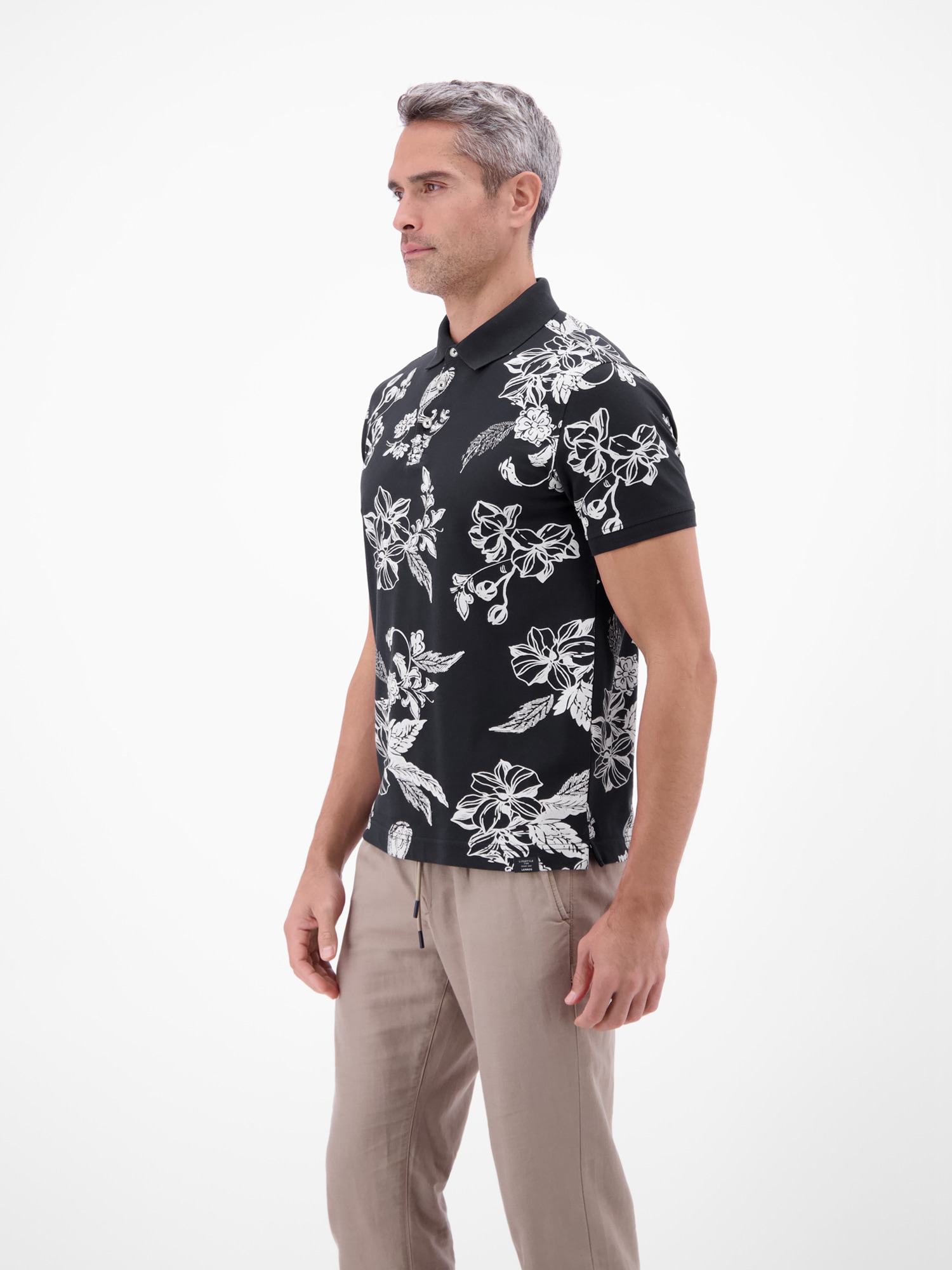 LERROS Poloshirt »Poloshirt mit floralem All-over-Print, 100 % Baumwolle«