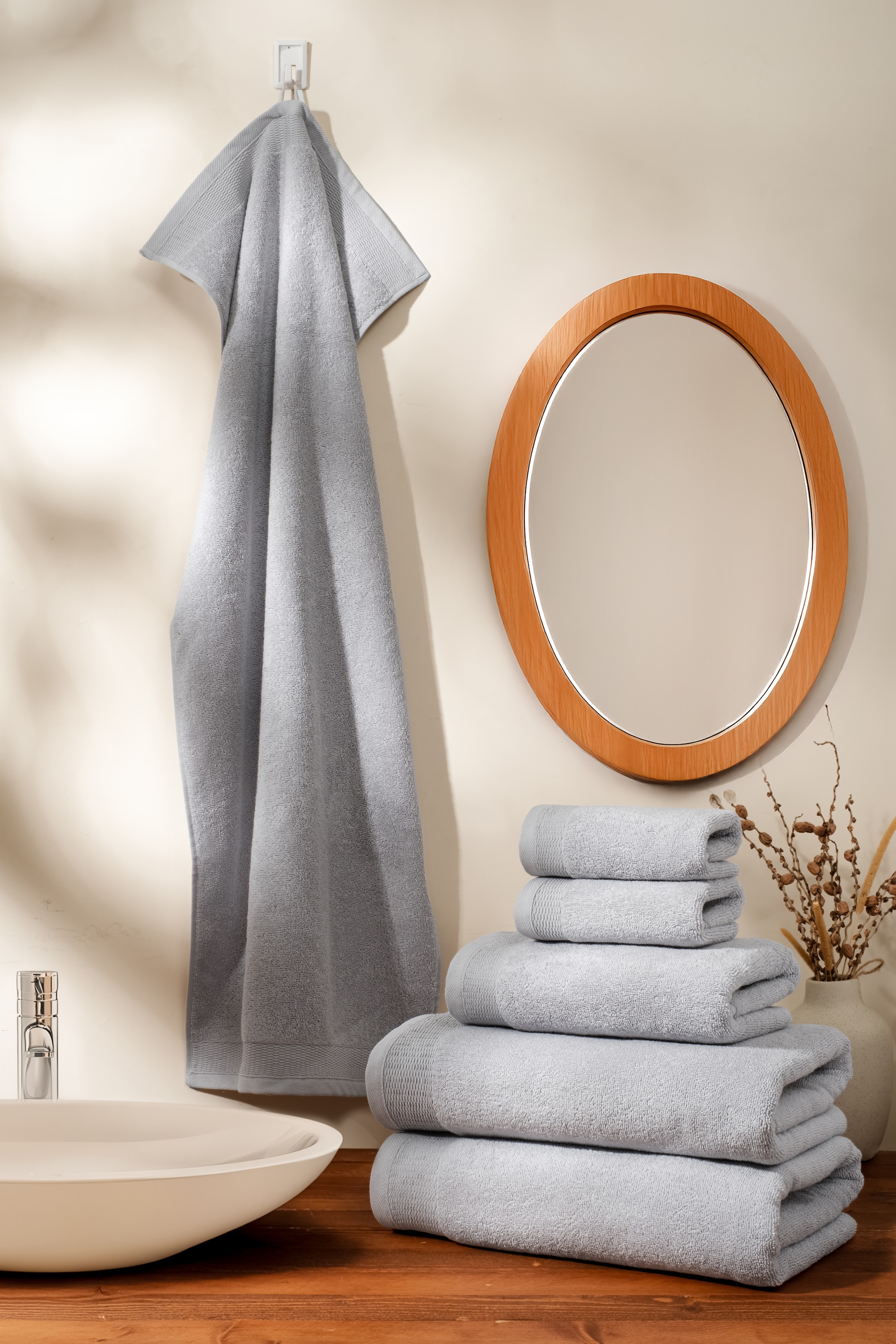 OTTO home Handtuch Set »Fenya, flauschig und weich, Premium Handtücher, 550 gr/m²« Set 6 Stk. Walkfrottier mit Bordüre, Set, 100% Baumwolle, Hotel-Qualität, 5 Jahre Garantie