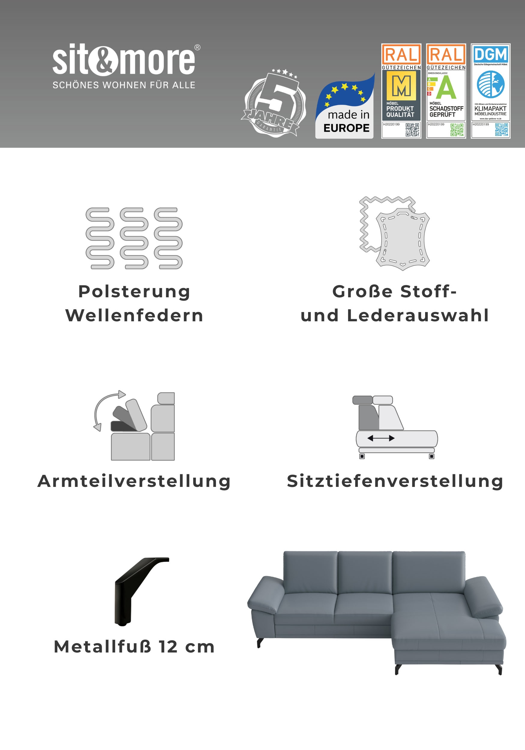 sit&more Kopfstütze »Chelsea, B: 50 cm, Leder«