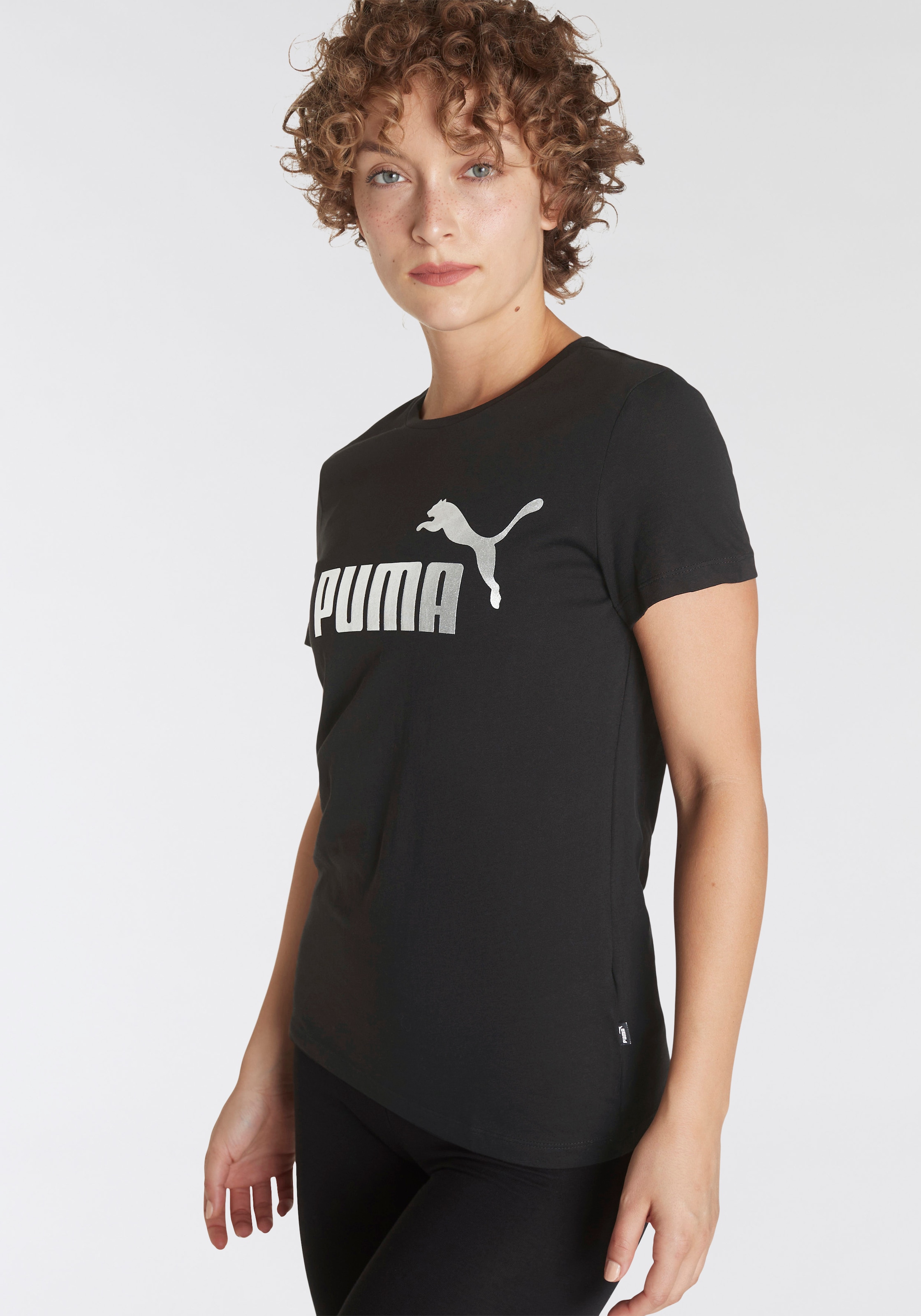 PUMA T-Shirt »ESS+ METALLIC LOGO TEE«