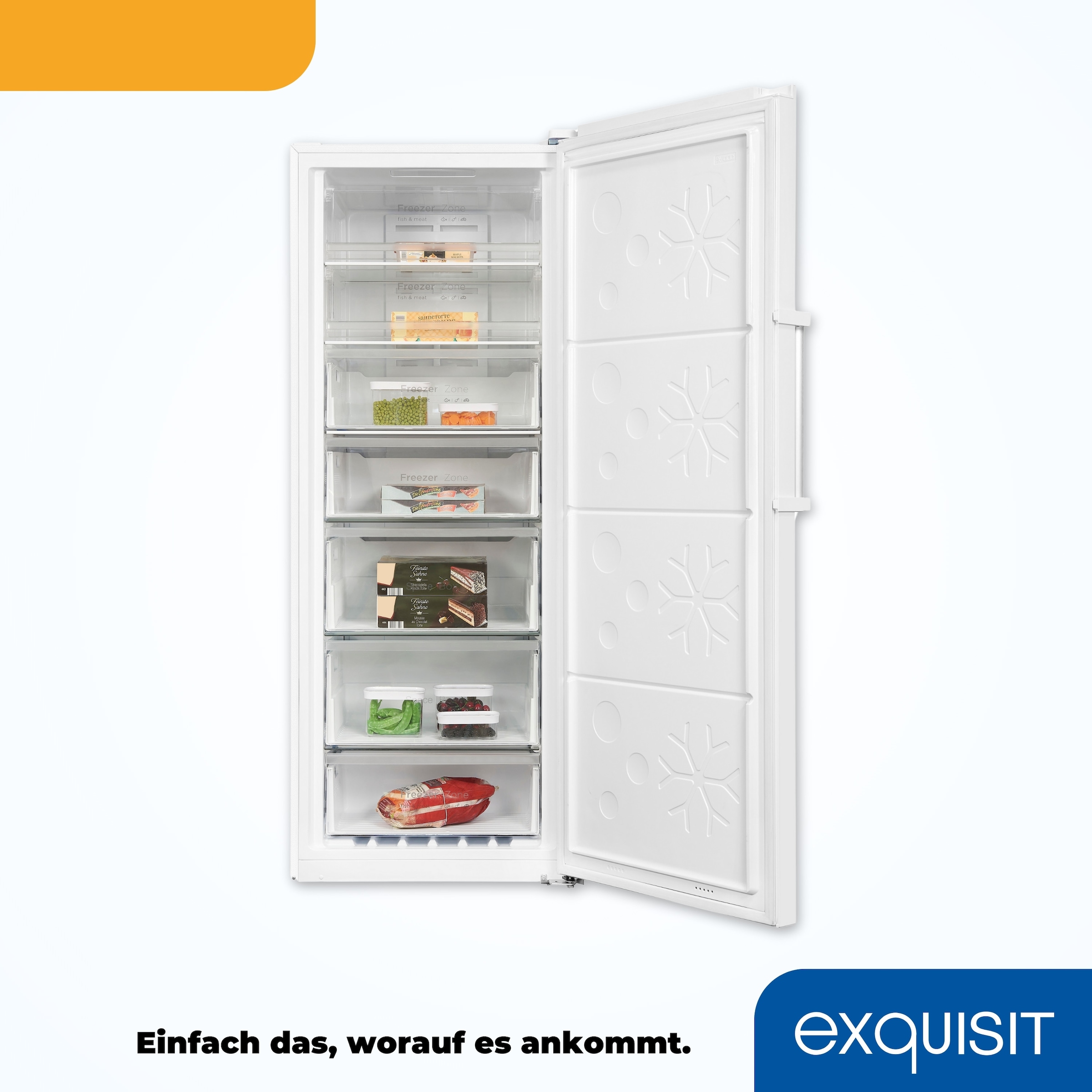 exquisit Gefrierschrank »GS380-NF-H-050E weiss«, 185,5 cm hoch, 71 cm breit, Türanschlag wechselbar