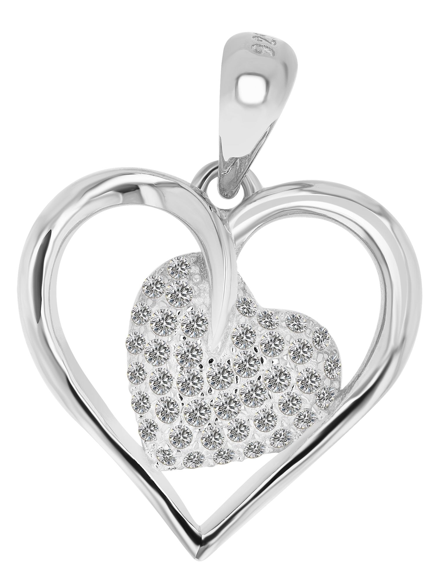 Adelia´s Herzanhänger »Damen Anhänger ¿ Herz Herzanhänger aus 925 Silber mit Zirkonia«