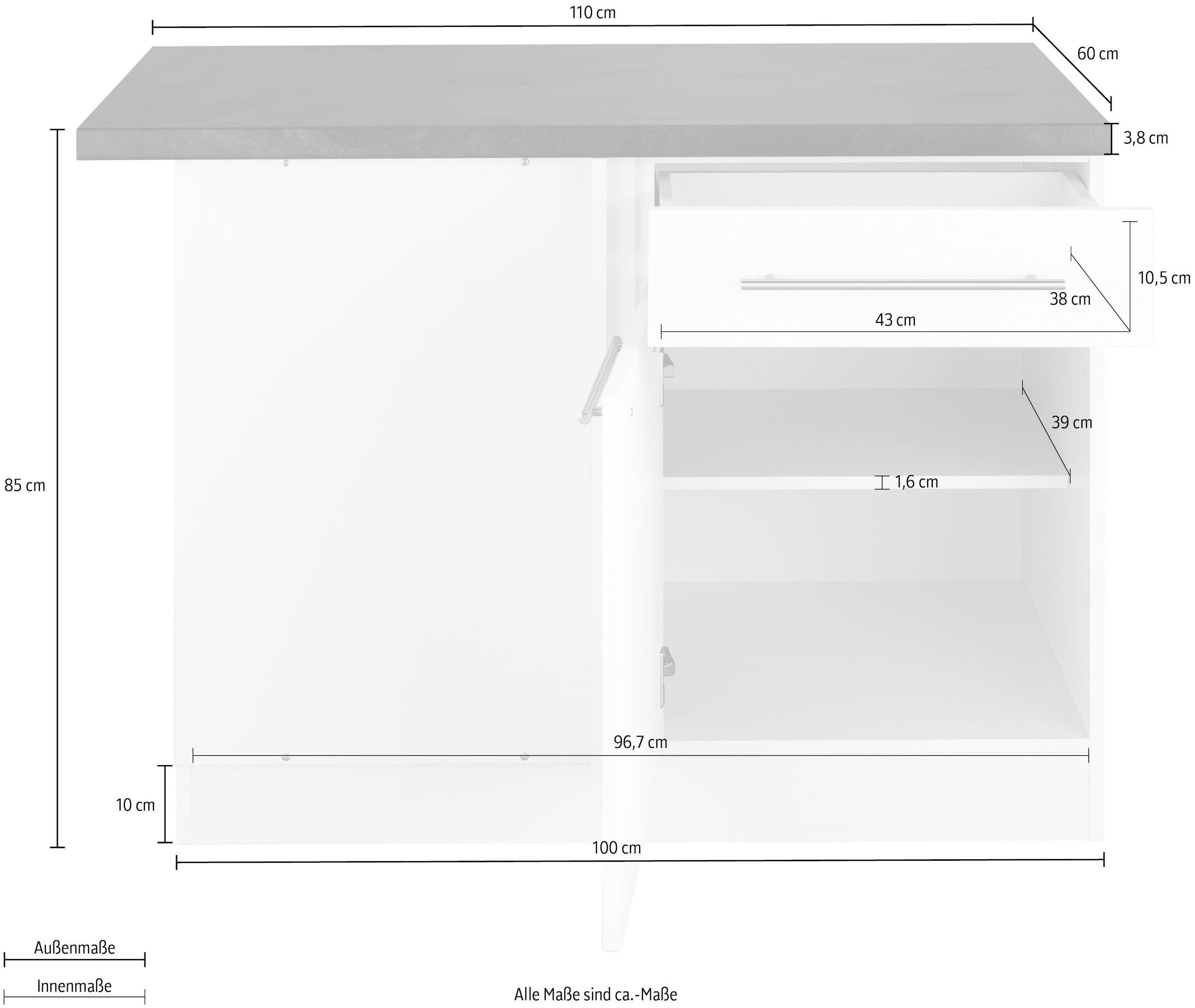 wiho Küchen Eckunterschrank »Unna« 110 cm breit