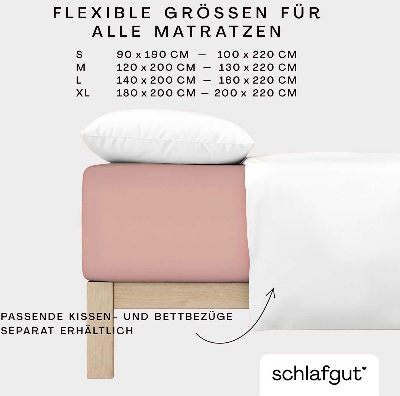 Schlafgut Spannbettlaken »PURE BOXSPRING Bio-Baumwolle mit Elasthan, 170 g/m², Bettlaken« PREMIUM Boxspringbett Laken bis 40 cm Höhe, dehnbar blickdicht, straff