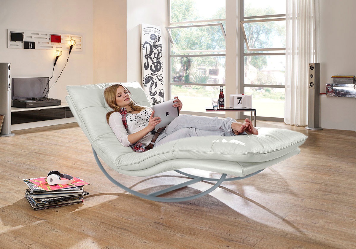 W.SCHILLIG Relaxliege »daily dreams«, in Waffelkissen-Optik, Schaukelgestell silber matt, in 2 Breiten