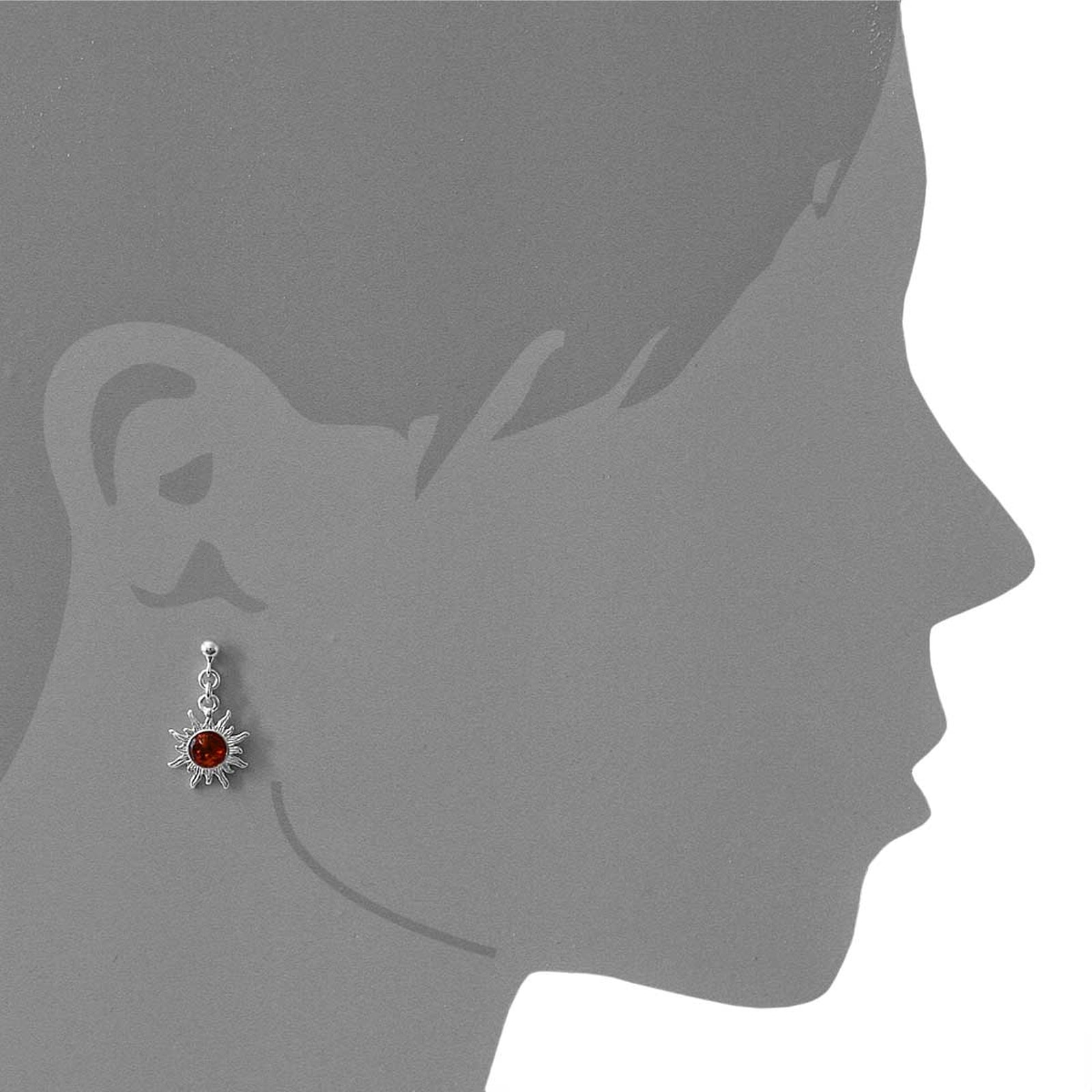 OSTSEE-SCHMUCK Paar Ohrhänger »- Sonne 14 mm - Silber 925/000 - Bernstein«